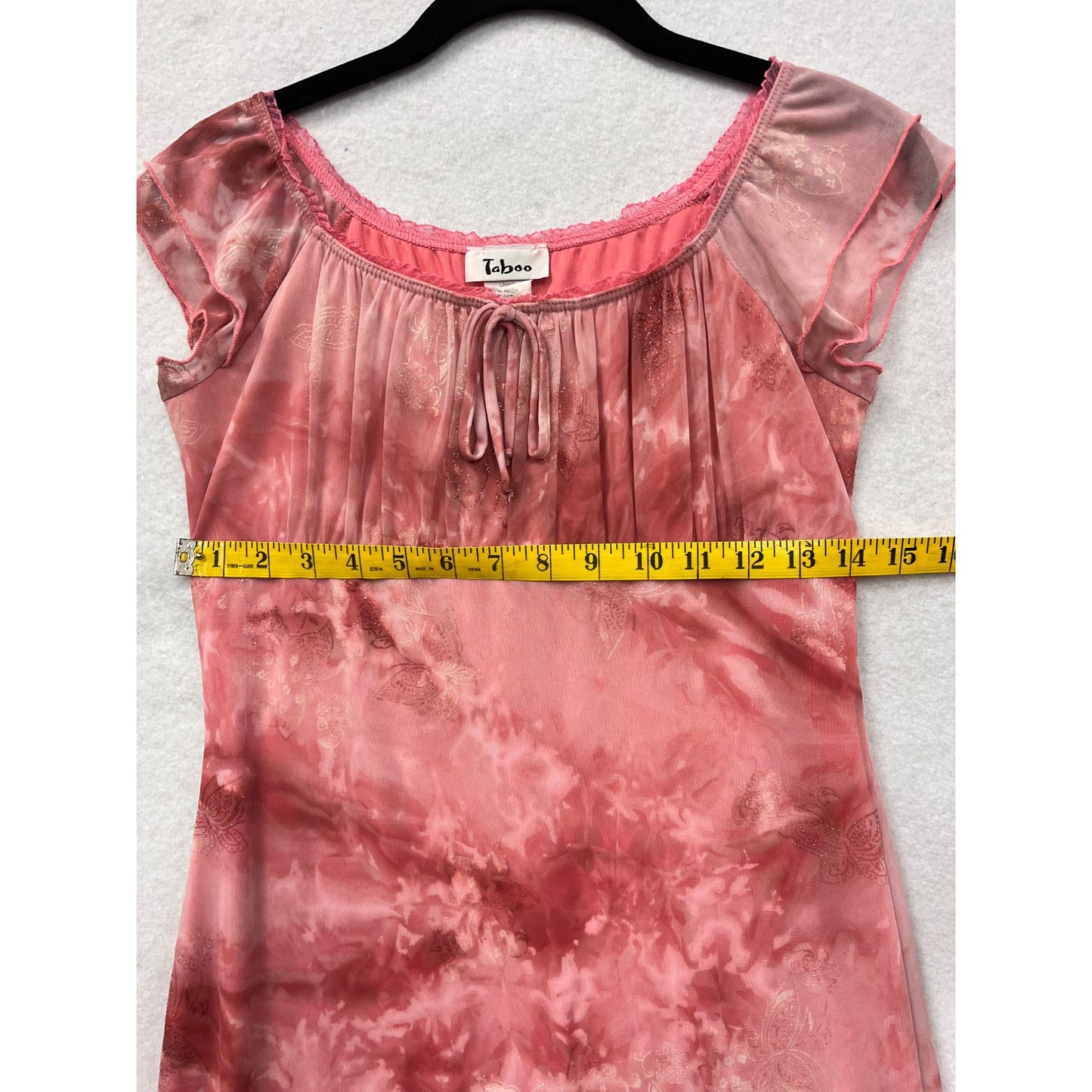 Women’s Cute Pink Butterfly Print Dress with Ruffles #6091