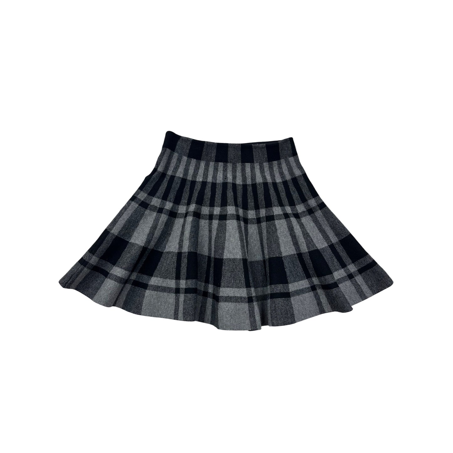 Girls Black & Gray Pleated Plaid Skirt By Mayoral Size 10 #8989