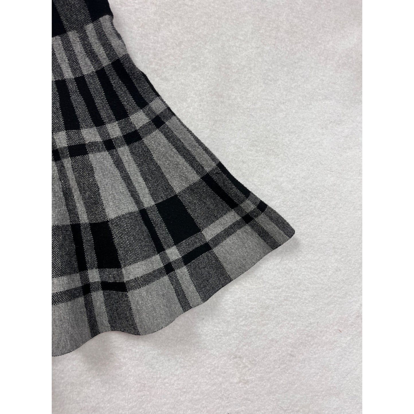 Girls Black & Gray Pleated Plaid Skirt By Mayoral Size 10 #8989