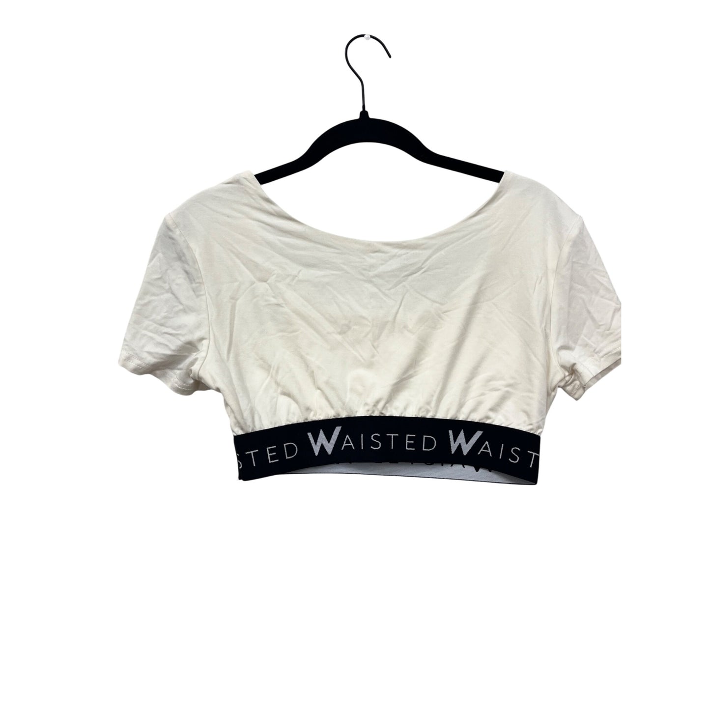 Waisted Womens Small White Crop Top With Black #78A