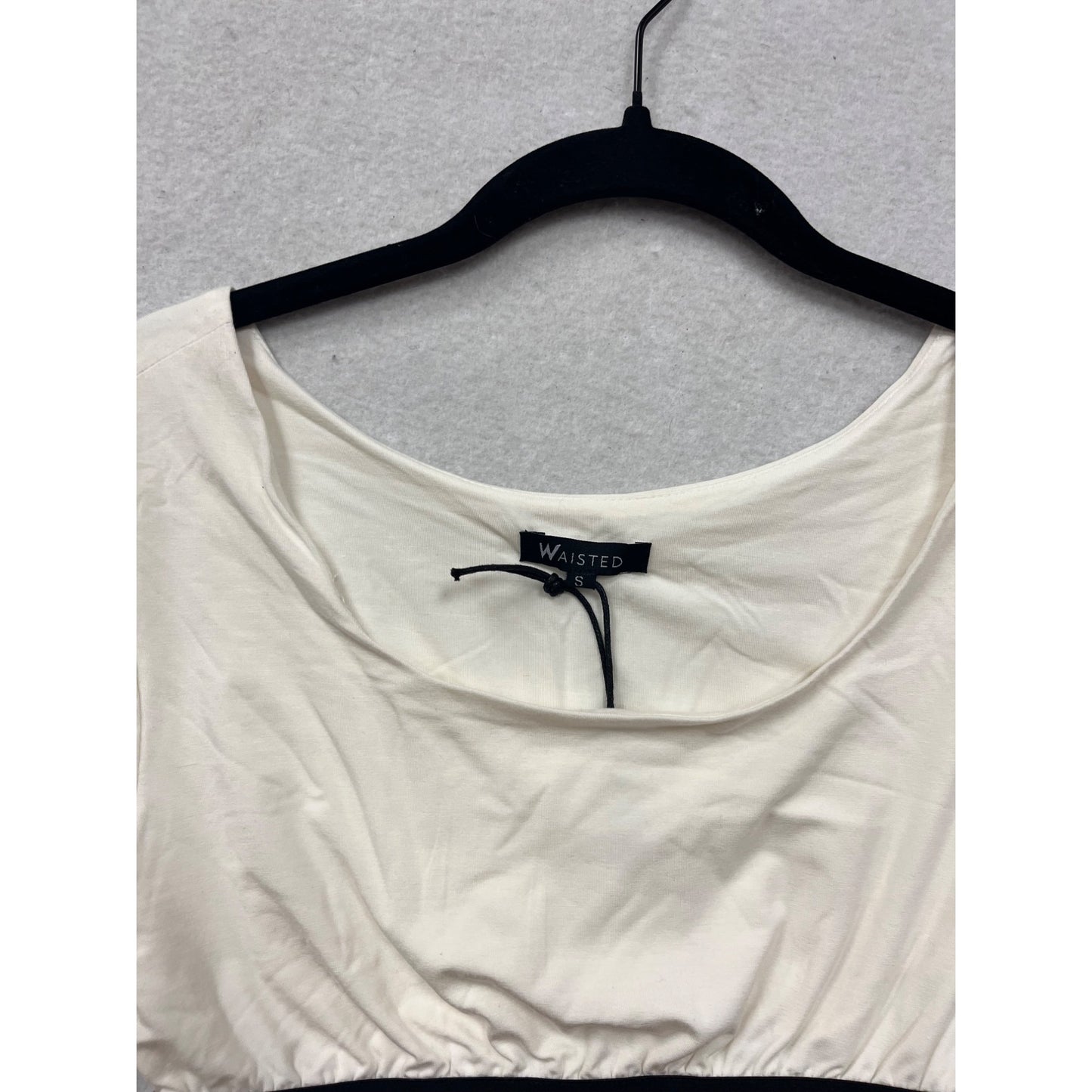 Waisted Womens Small White Crop Top With Black #78A