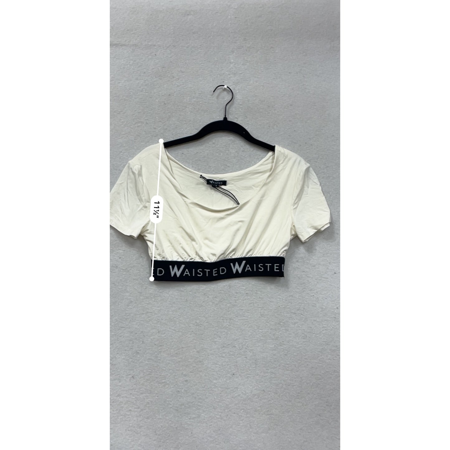Waisted Womens Small White Crop Top With Black #78A