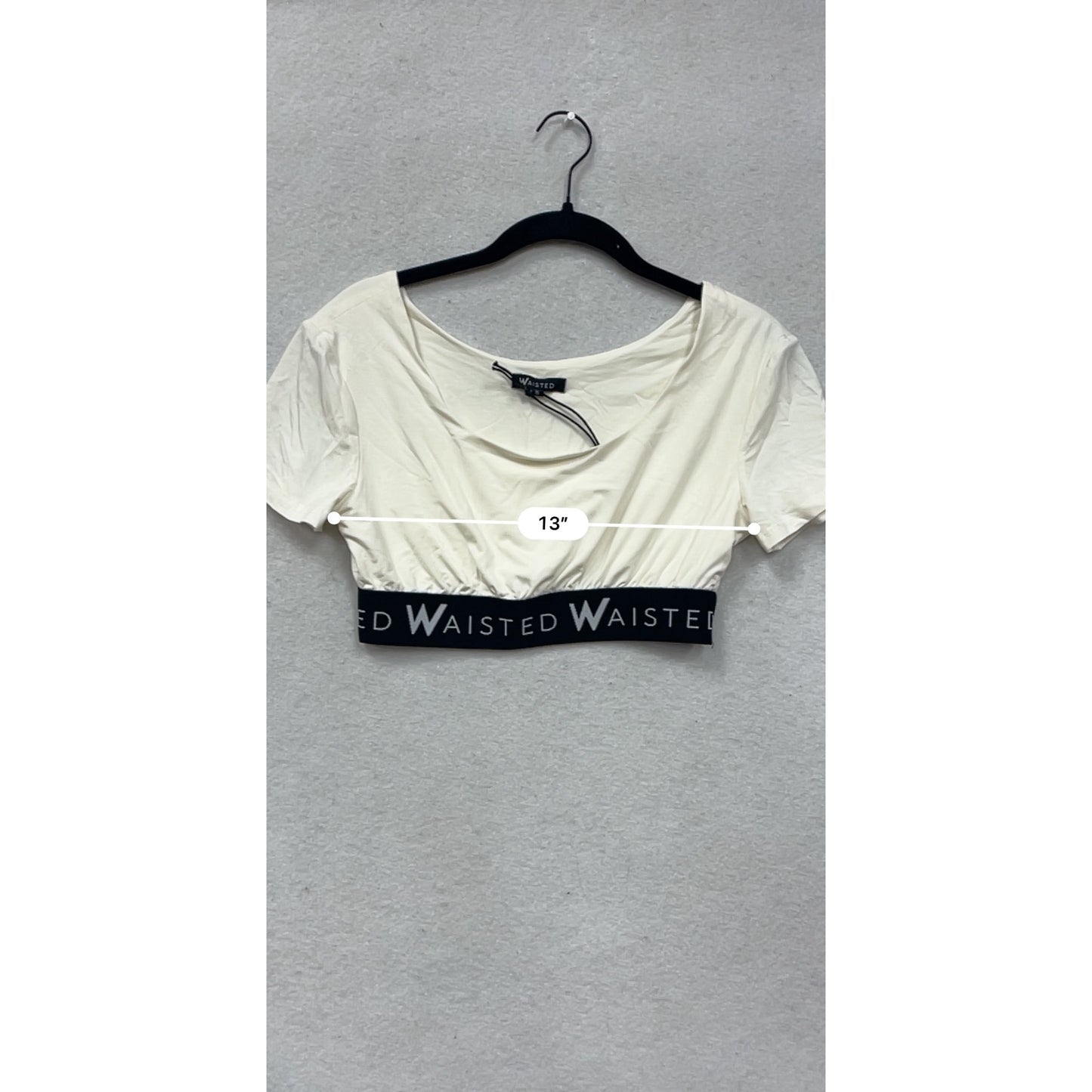 Waisted Womens Small White Crop Top With Black #78A