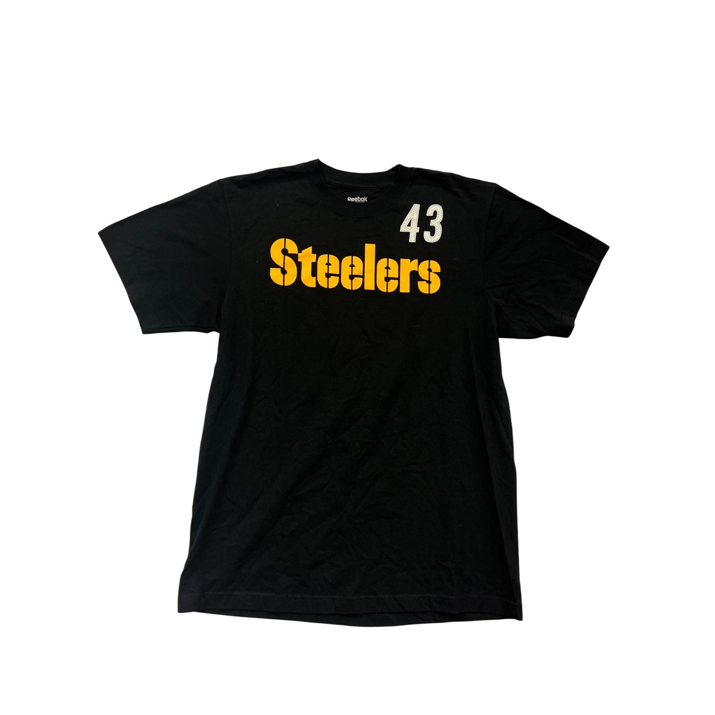 Reebok Pittsburgh Steelers Troy Polamalu 43 T-Shirt L #394A