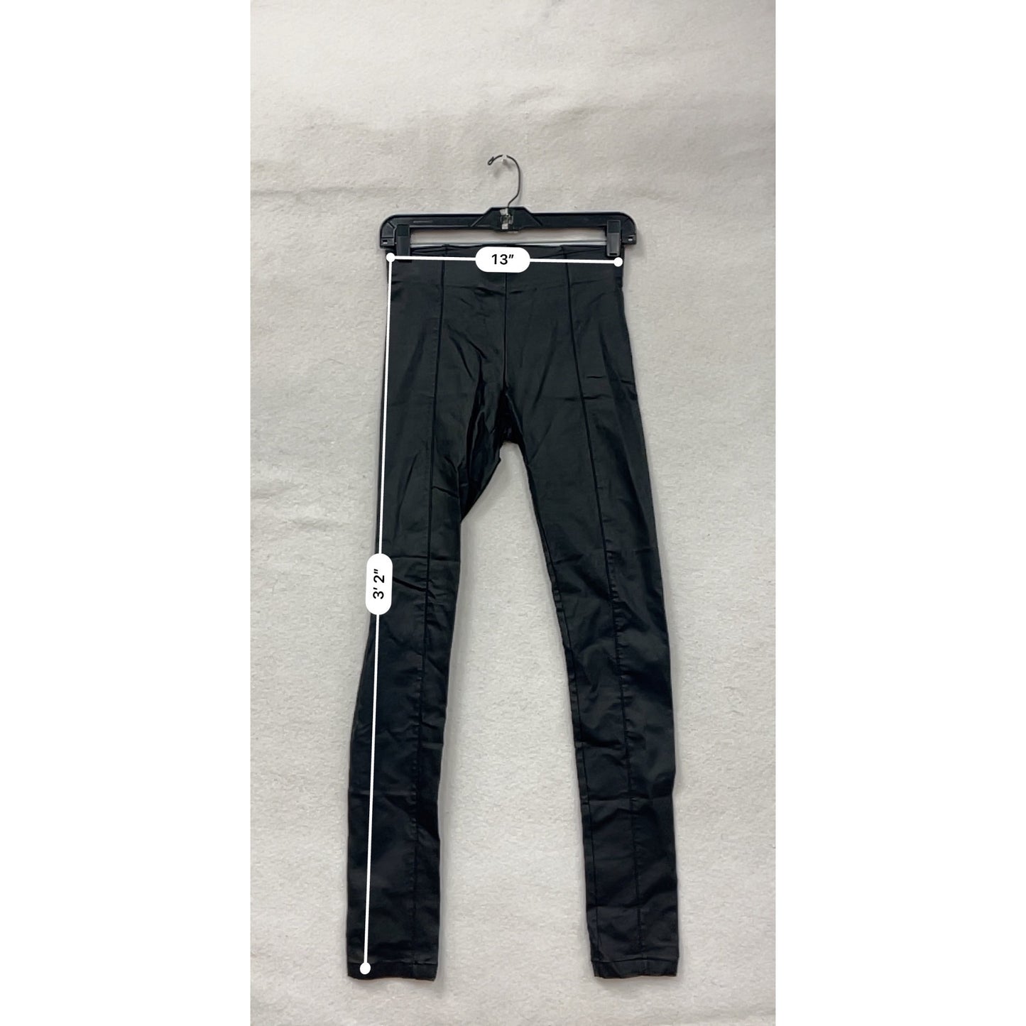 Women’s Small Black High-Waisted Faux Leather Stretchy Leggings By Timing #6706