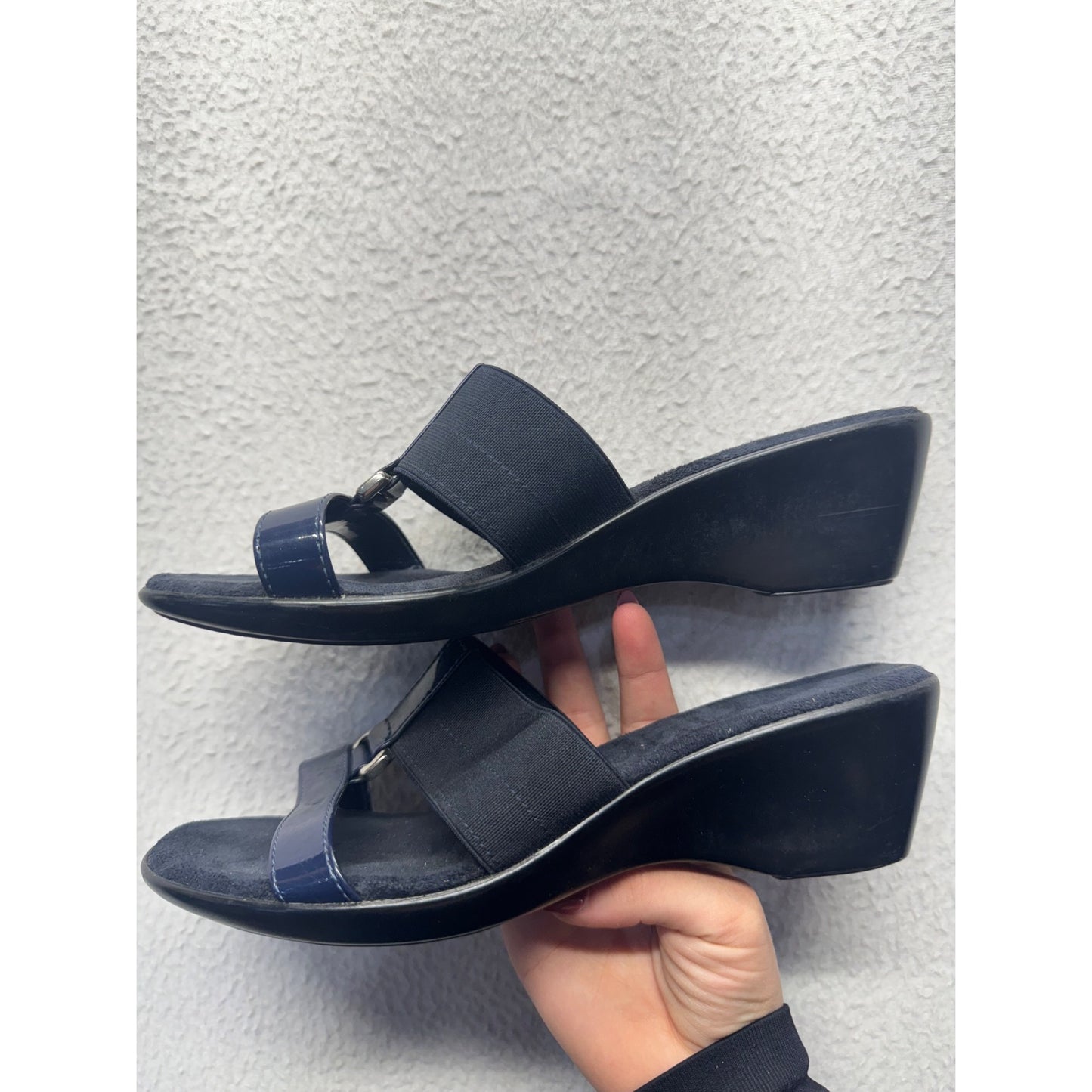 Black & Navy Wedge Sandals - Made In Italy #9004