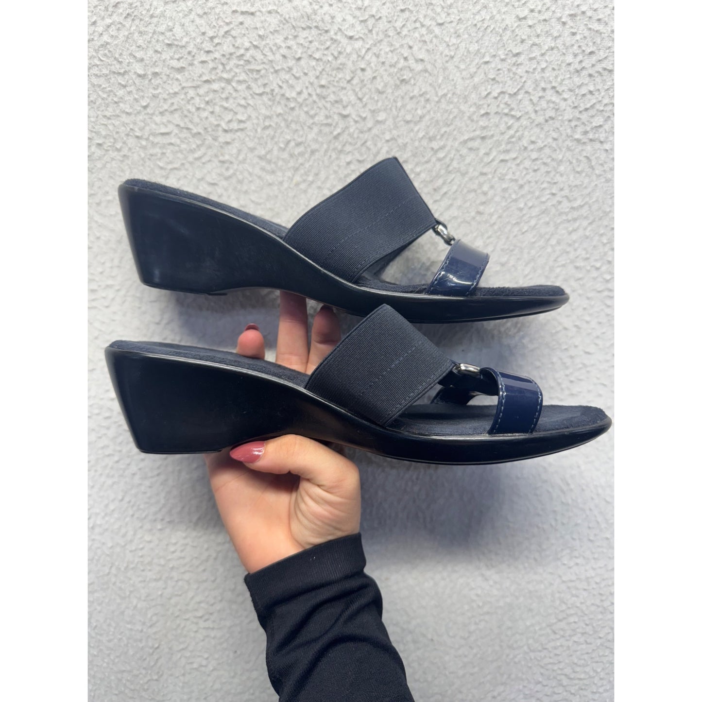 Black & Navy Wedge Sandals - Made In Italy #9004