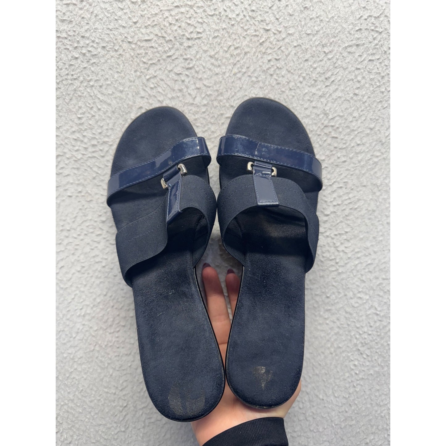 Black & Navy Wedge Sandals - Made In Italy #9004