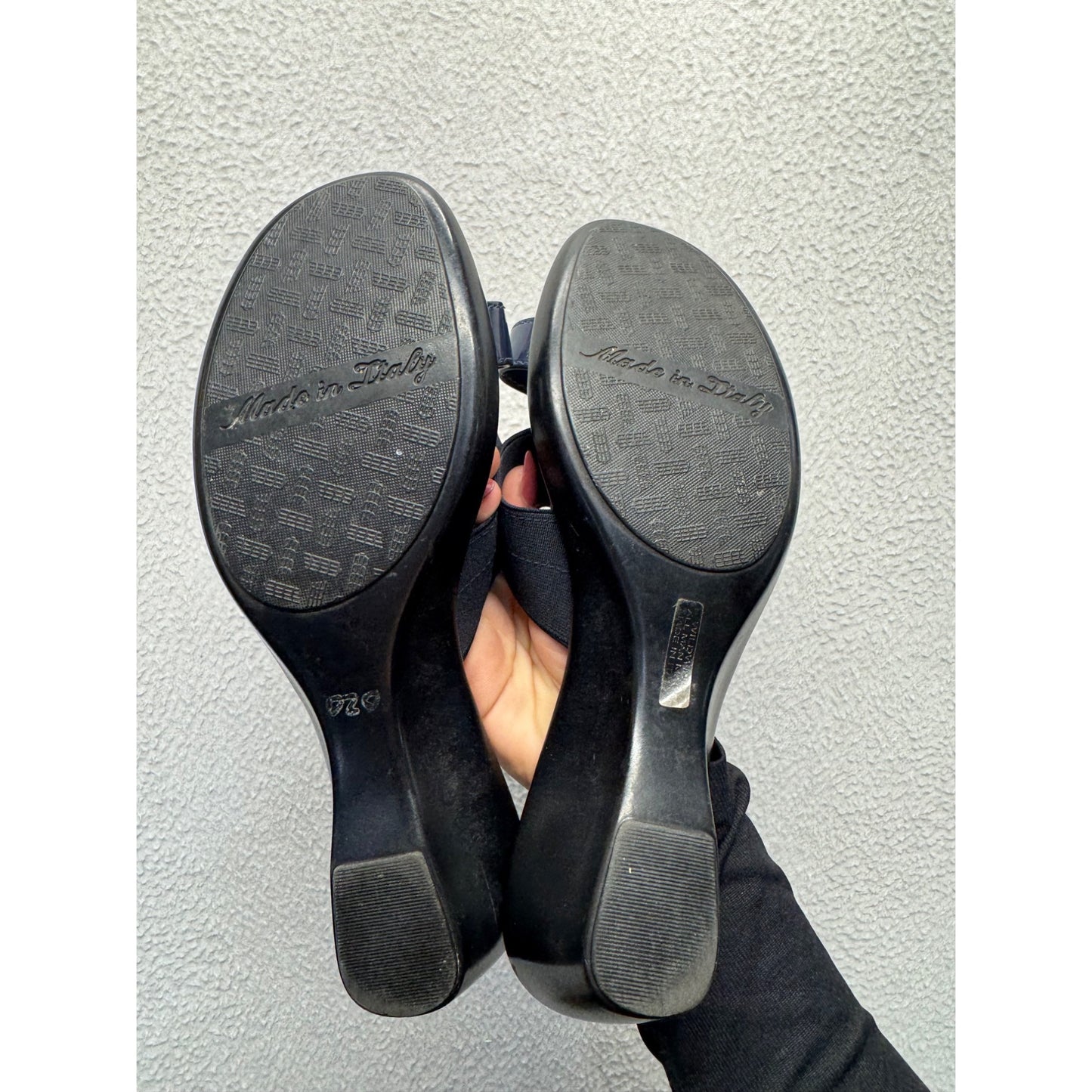 Black & Navy Wedge Sandals - Made In Italy #9004