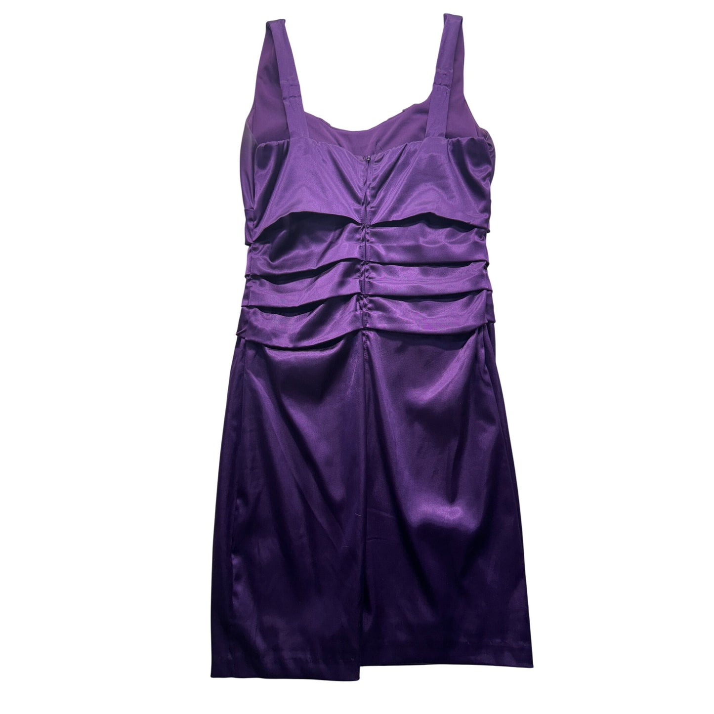 Purple Cocktail Dress Size 7/8 Ruched Sleeveless Formal Party Knee Length #7813