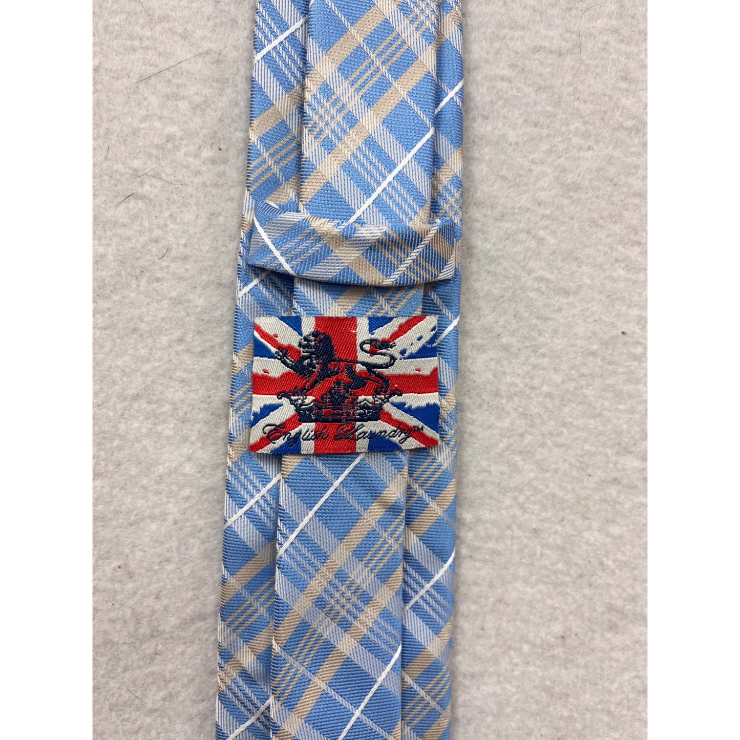 Mens English Laundry Handmade Blue & Beige Plaid Tie #54A