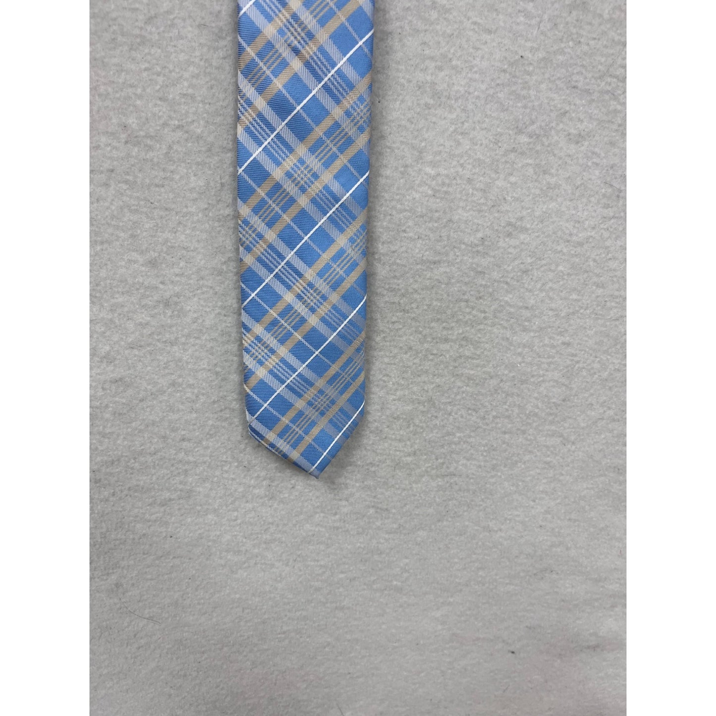 Mens English Laundry Handmade Blue & Beige Plaid Tie #54A