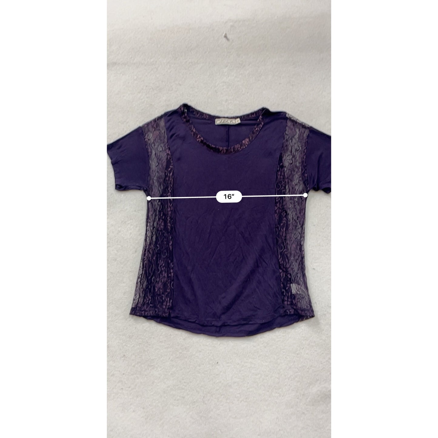 Chloe K Purple Lace Panel T-Shirt S #8501