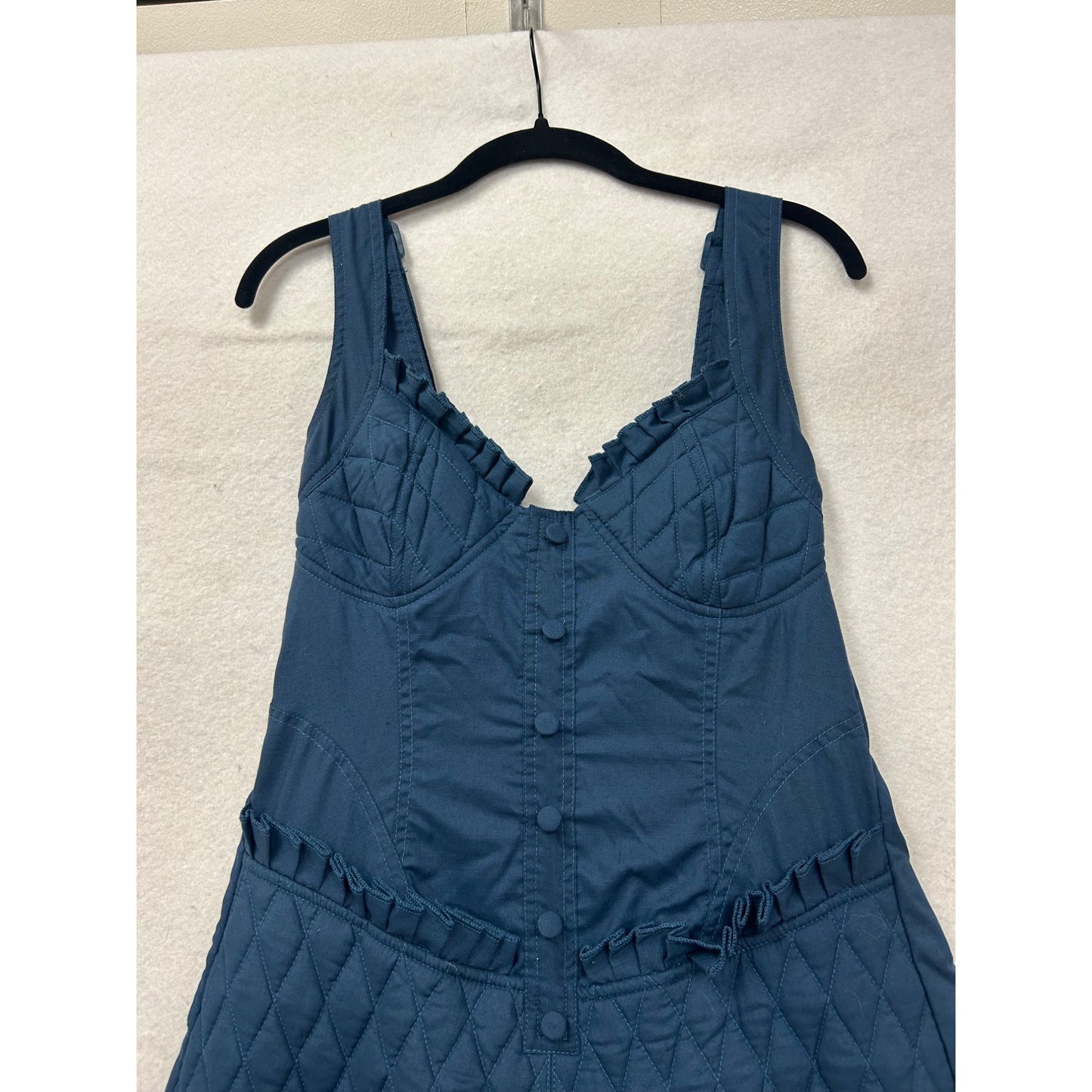 Blue Tiered Maxi Dress With Quilted Bodice & Adjustable Straps #6985