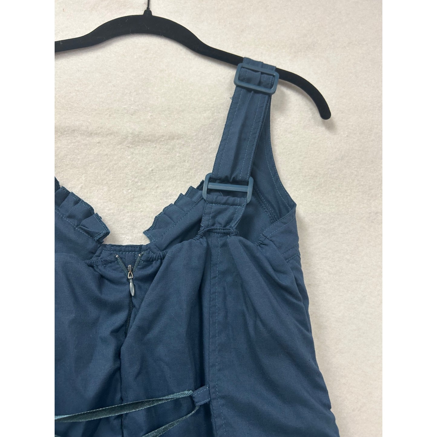 Blue Tiered Maxi Dress With Quilted Bodice & Adjustable Straps #6985