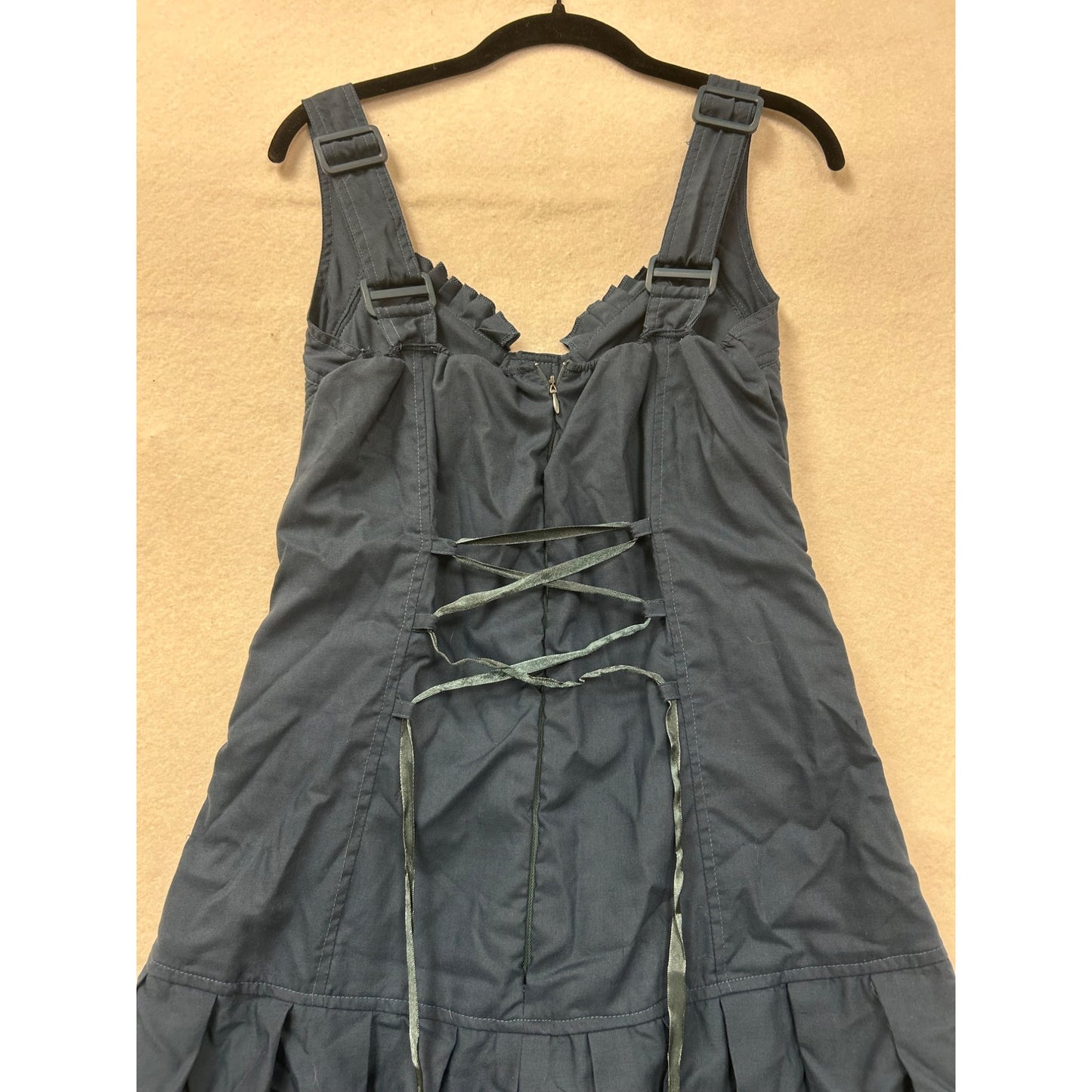 Blue Tiered Maxi Dress With Quilted Bodice & Adjustable Straps #6985