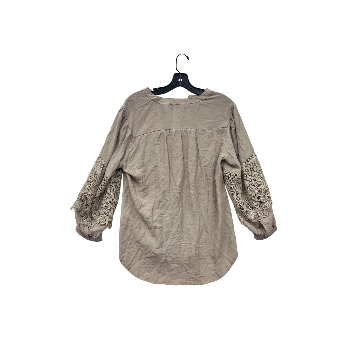 Figueroa & Flower Womens Medium Button-Down Blouse W/ Crochet Sleeves #8409