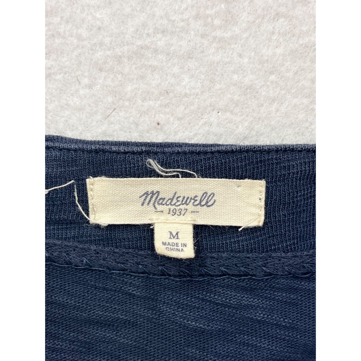 Madewell Womens Cotton Embroidered Navy Tunic Top Medium Short Sleeve Geometric Pattern #6931