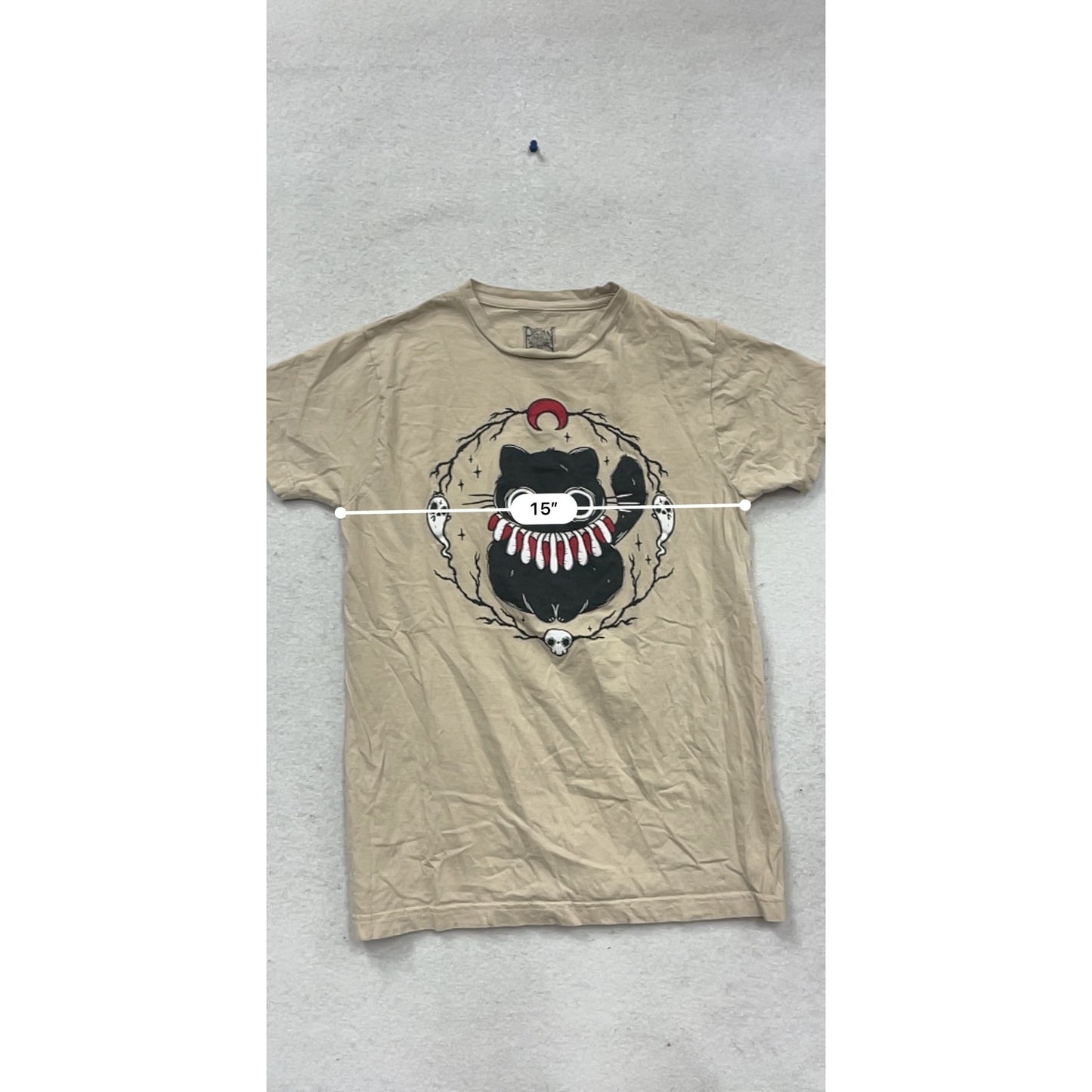Pympkin Art Beige T-Shirt By Goodie Two Sleeves Size S #437A