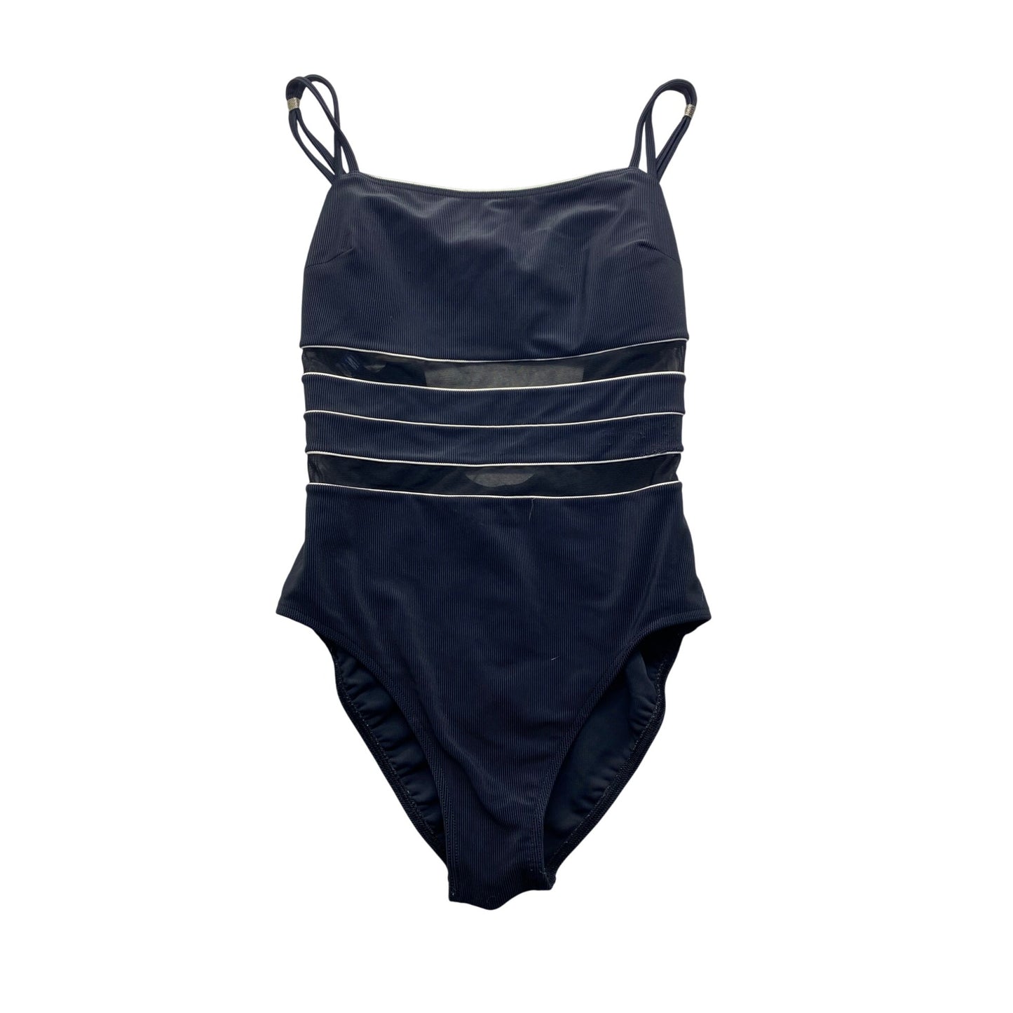 Vintage Black One-Piece Swimsuit With Sheer Mesh Details #7280