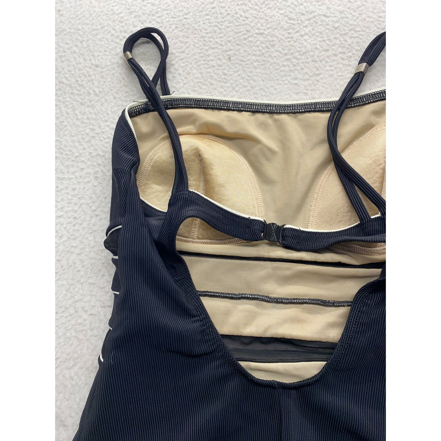 Vintage Black One-Piece Swimsuit With Sheer Mesh Details #7280