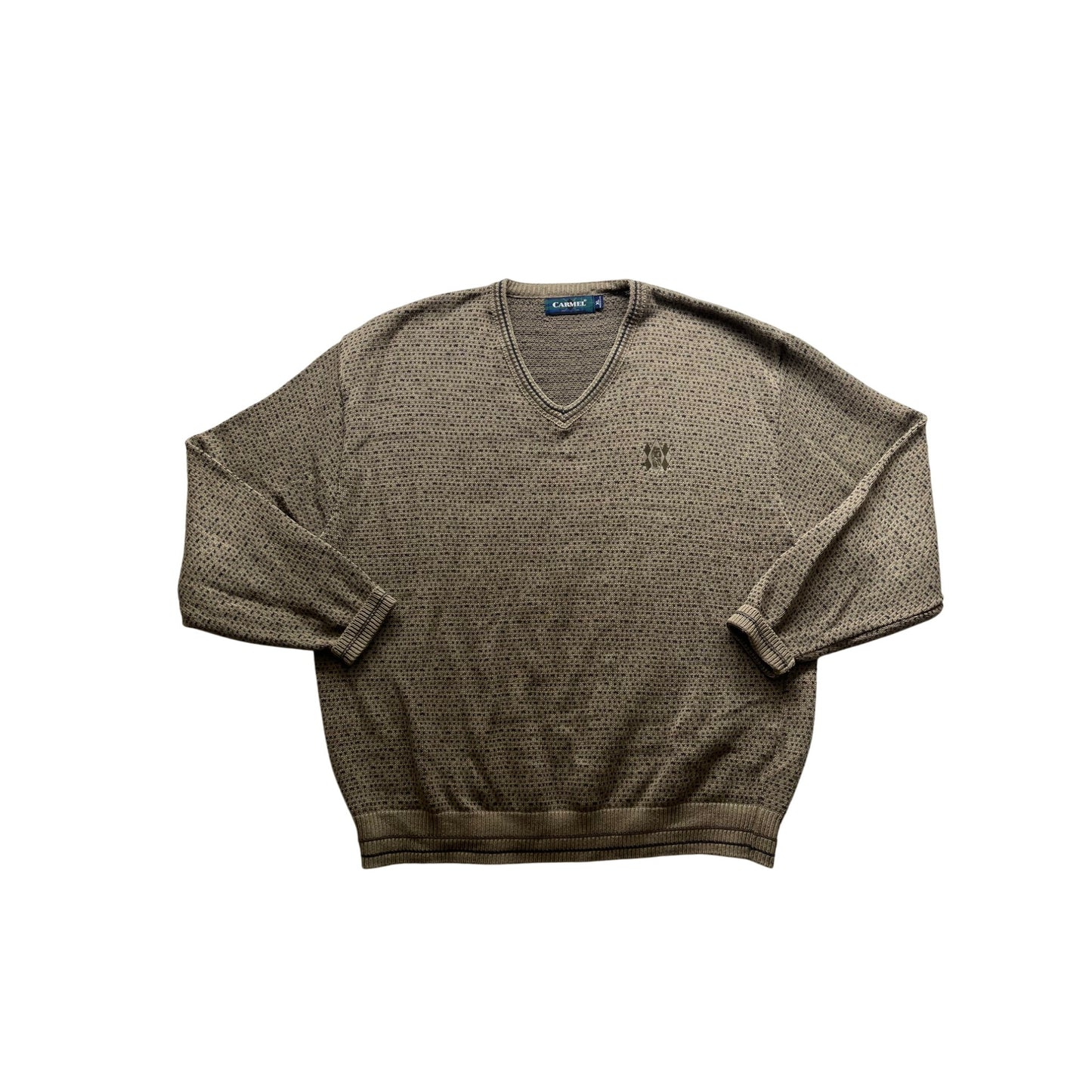Vintage Carmel Mens V-Neck Pullover Sweater #2969