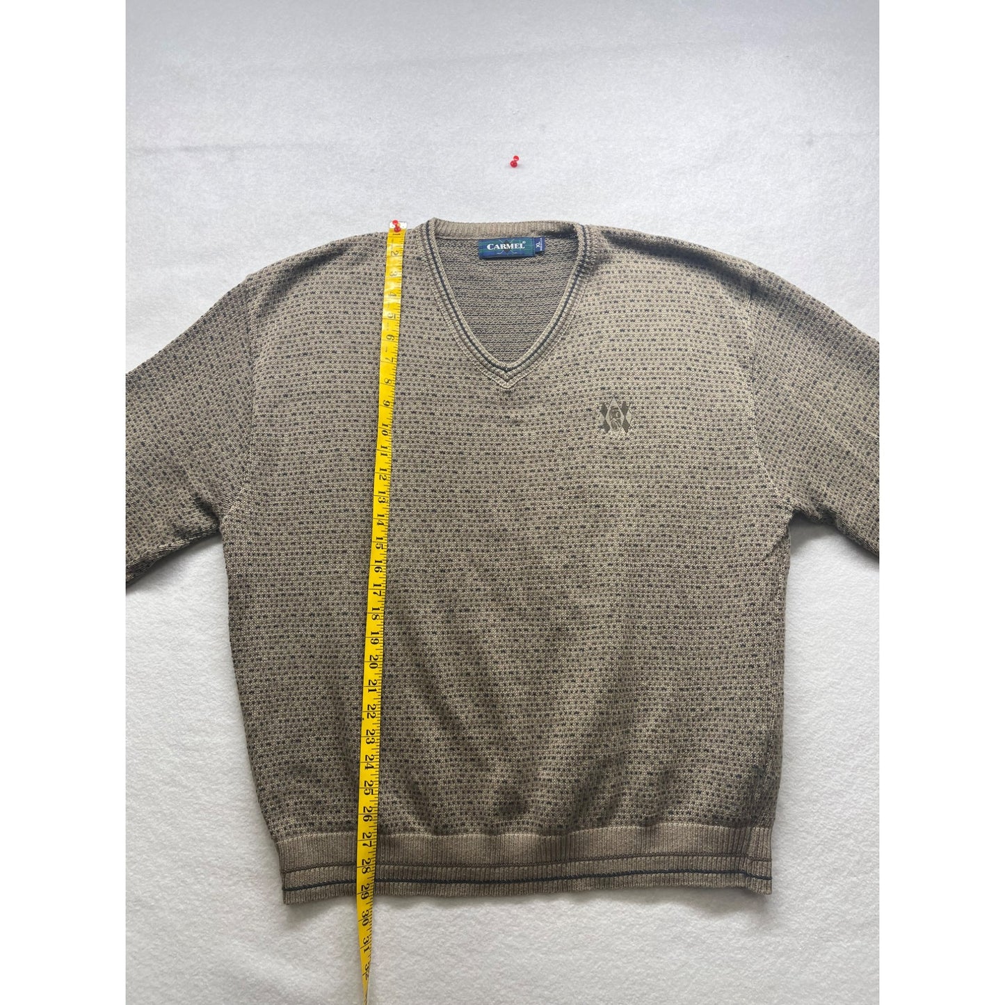 Vintage Carmel Mens V-Neck Pullover Sweater #2969