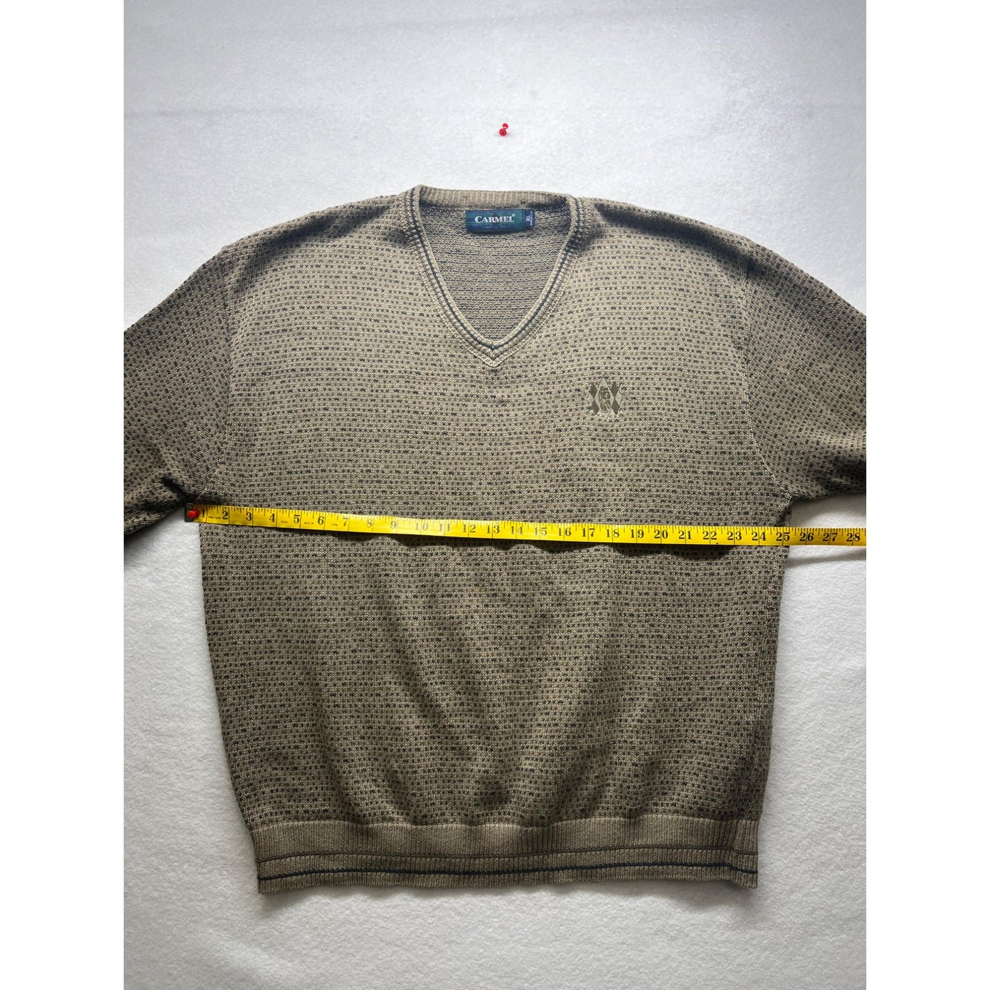 Vintage Carmel Mens V-Neck Pullover Sweater #2969