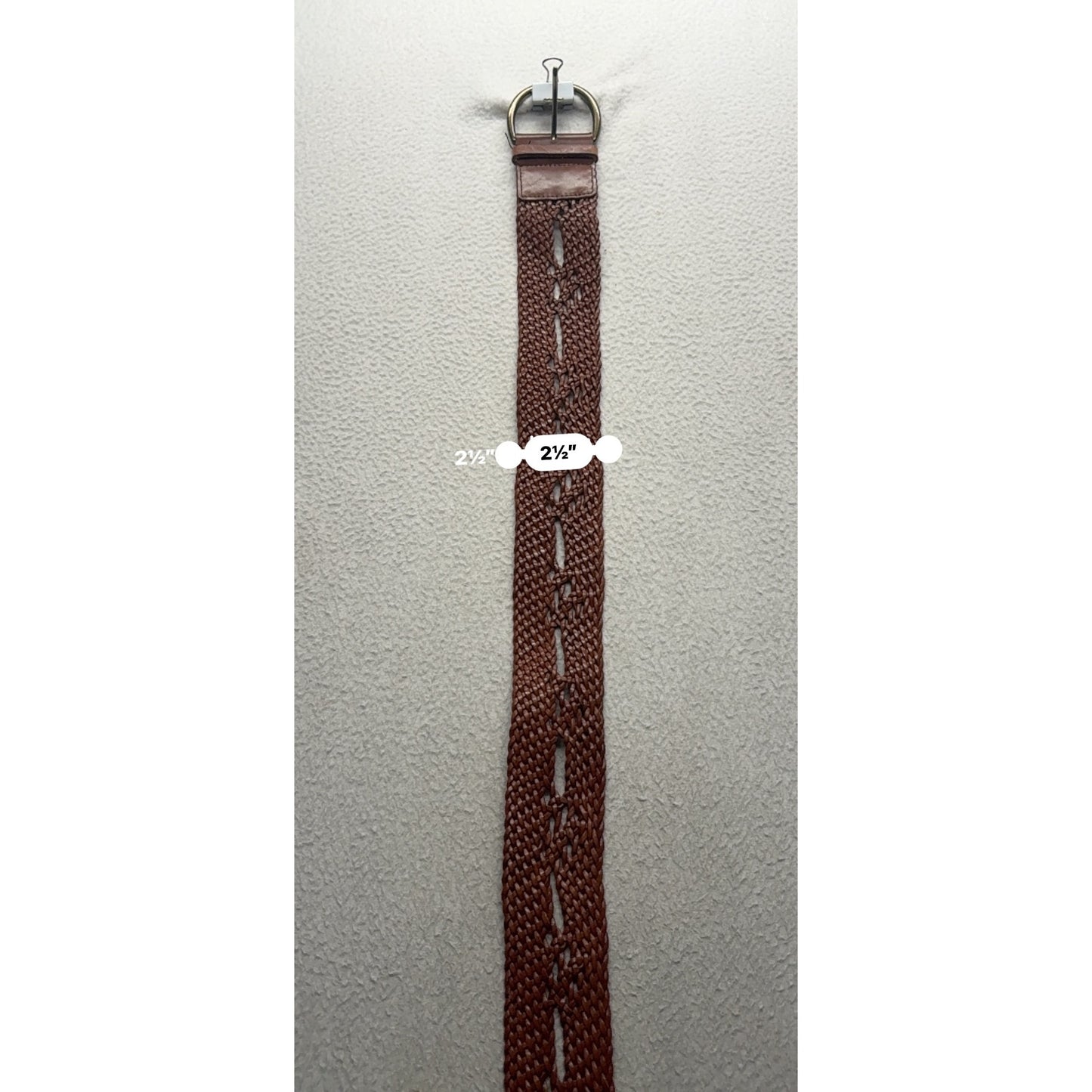 The Limited Genuine Italian Leather Braided Belt Brown Medium #9881