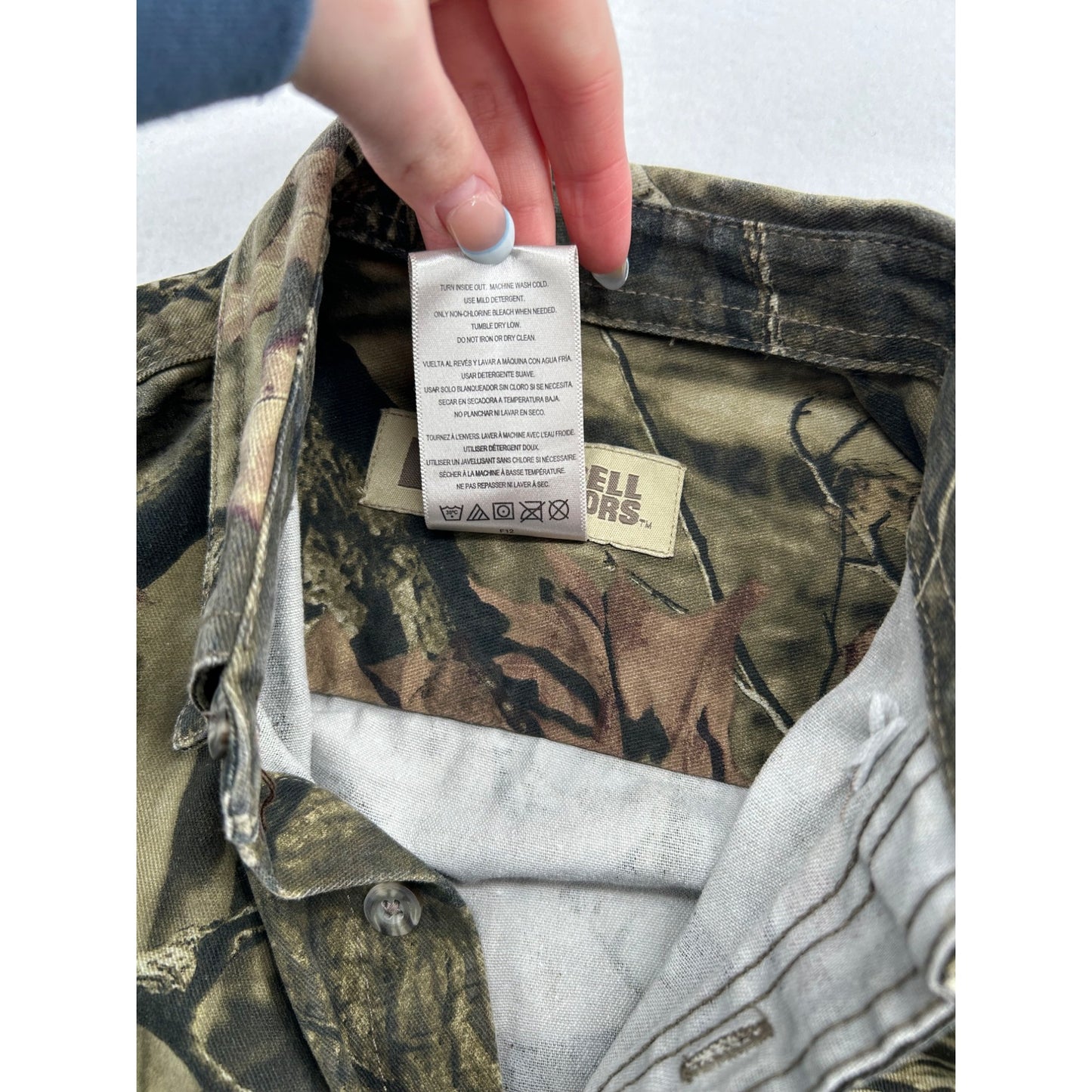 Russell Outdoors Realtree Camouflage Button-Up Shirt L Long Sleeve Cotton Blend Hunting #6484