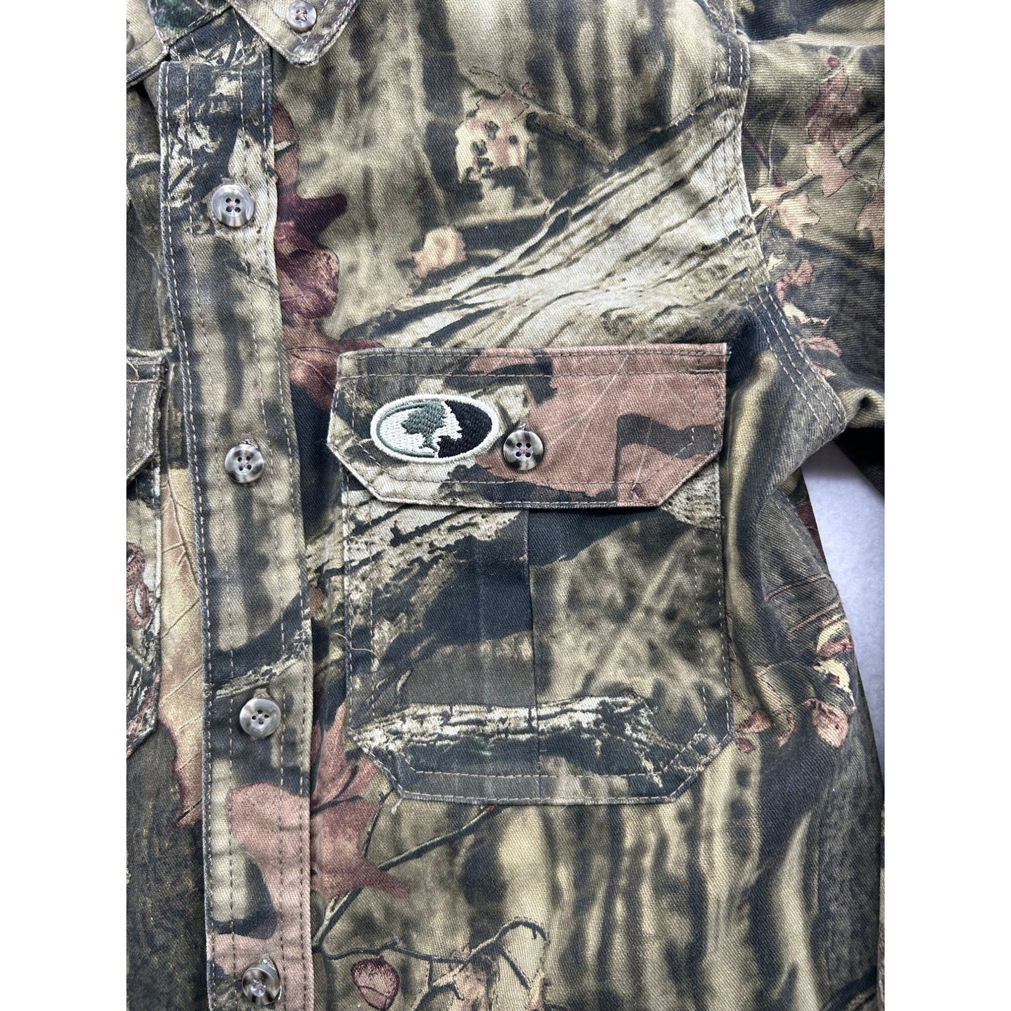 Russell Outdoors Realtree Camouflage Button-Up Shirt L Long Sleeve Cotton Blend Hunting #6484