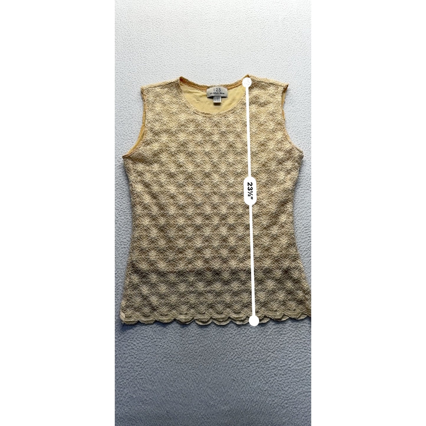 Un Deux Trois Sleeveless Lace Top Polyester/Cotton Blend #9166