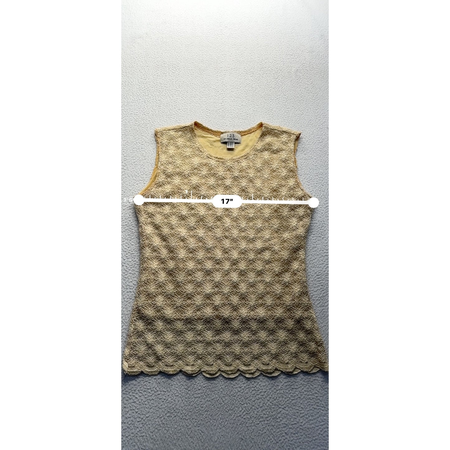 Un Deux Trois Sleeveless Lace Top Polyester/Cotton Blend #9166