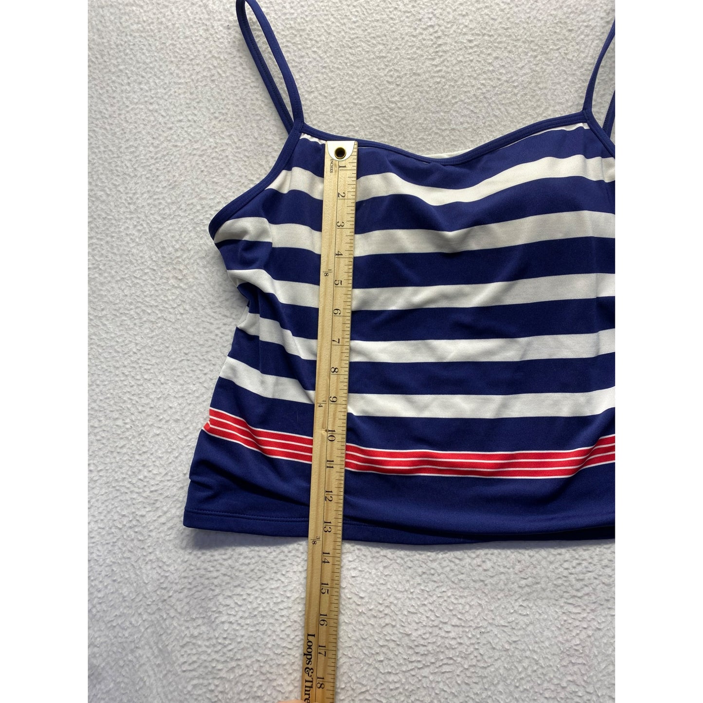 Striped Navy & White Sleeveless Tankini Top #5944
