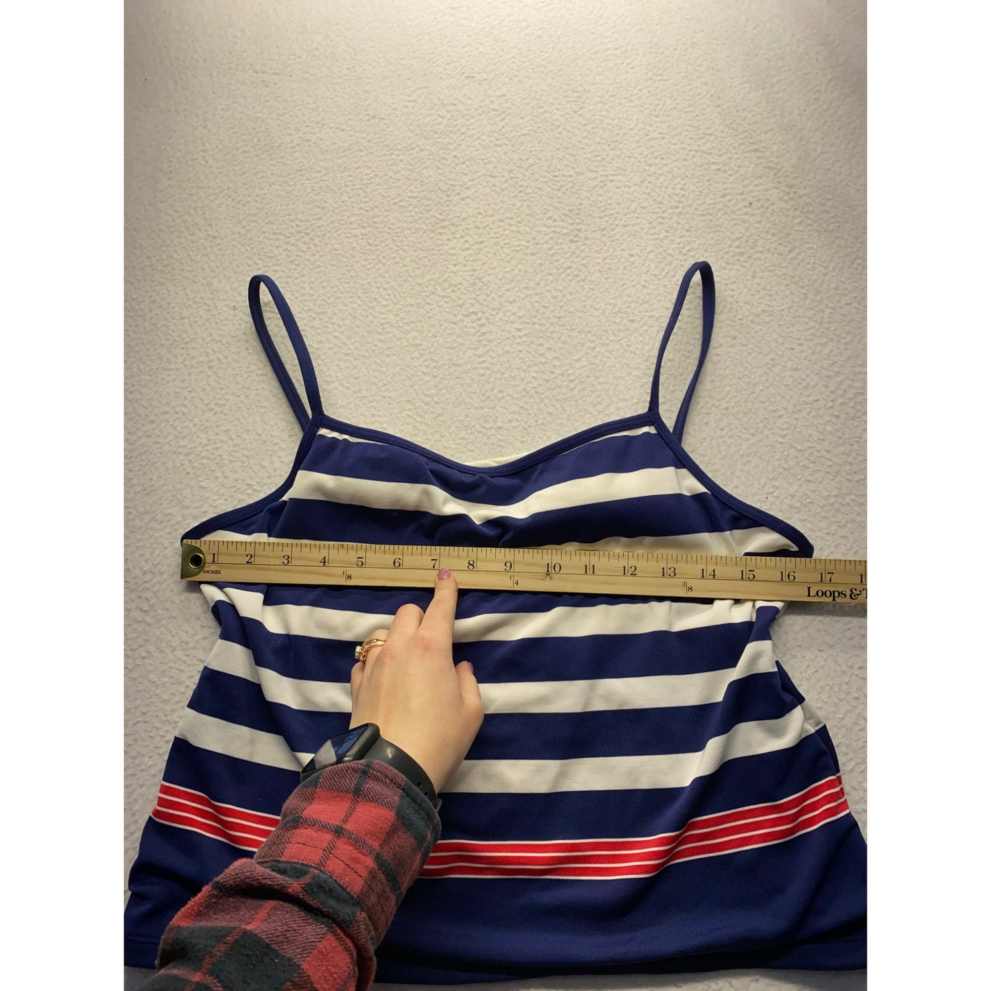 Striped Navy & White Sleeveless Tankini Top #5944
