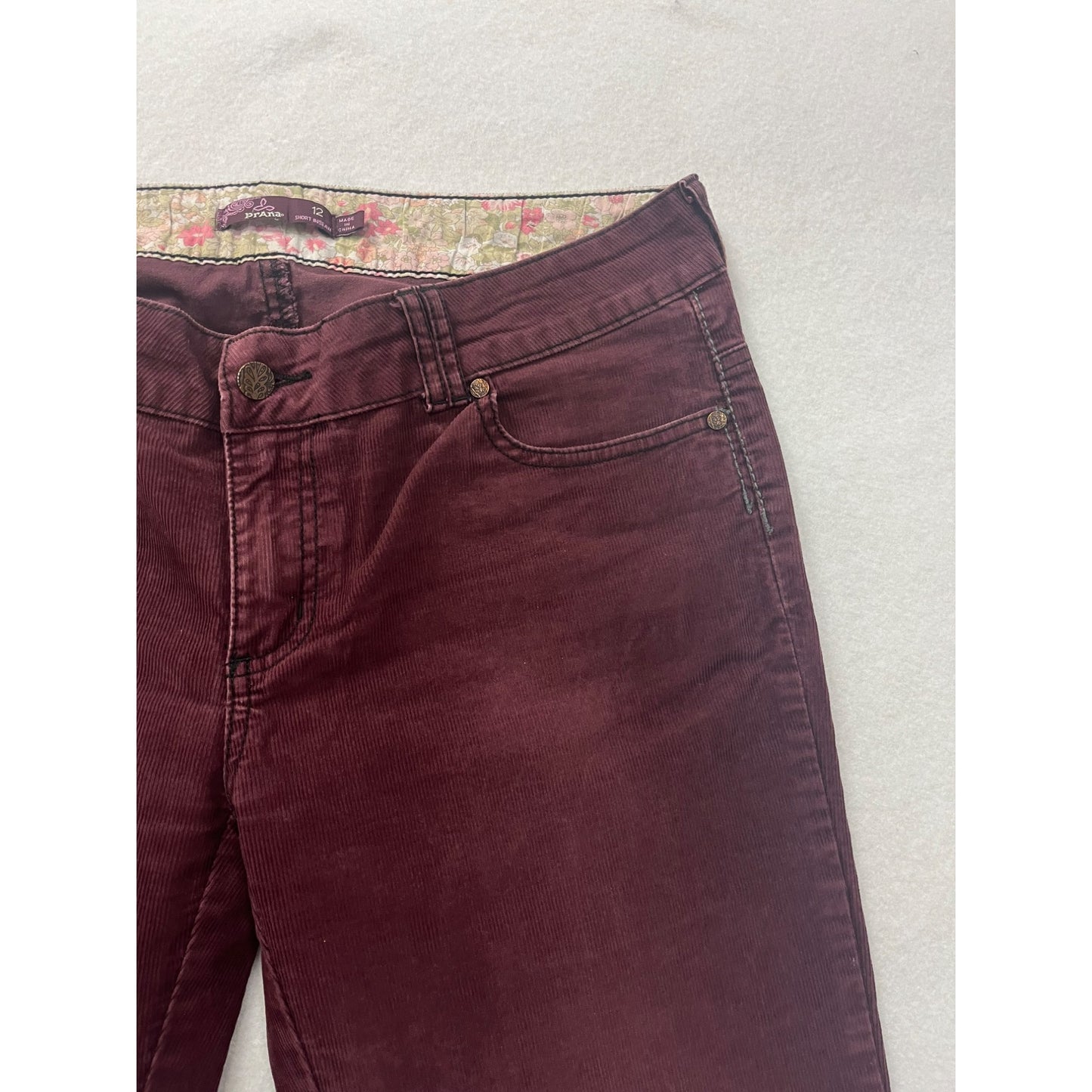 Women’s Prana Burgundy Corduroy Pants #2950