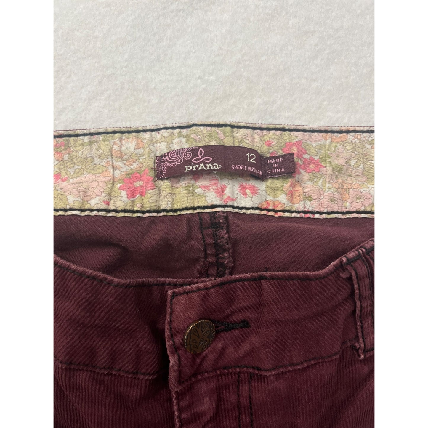 Women’s Prana Burgundy Corduroy Pants #2950