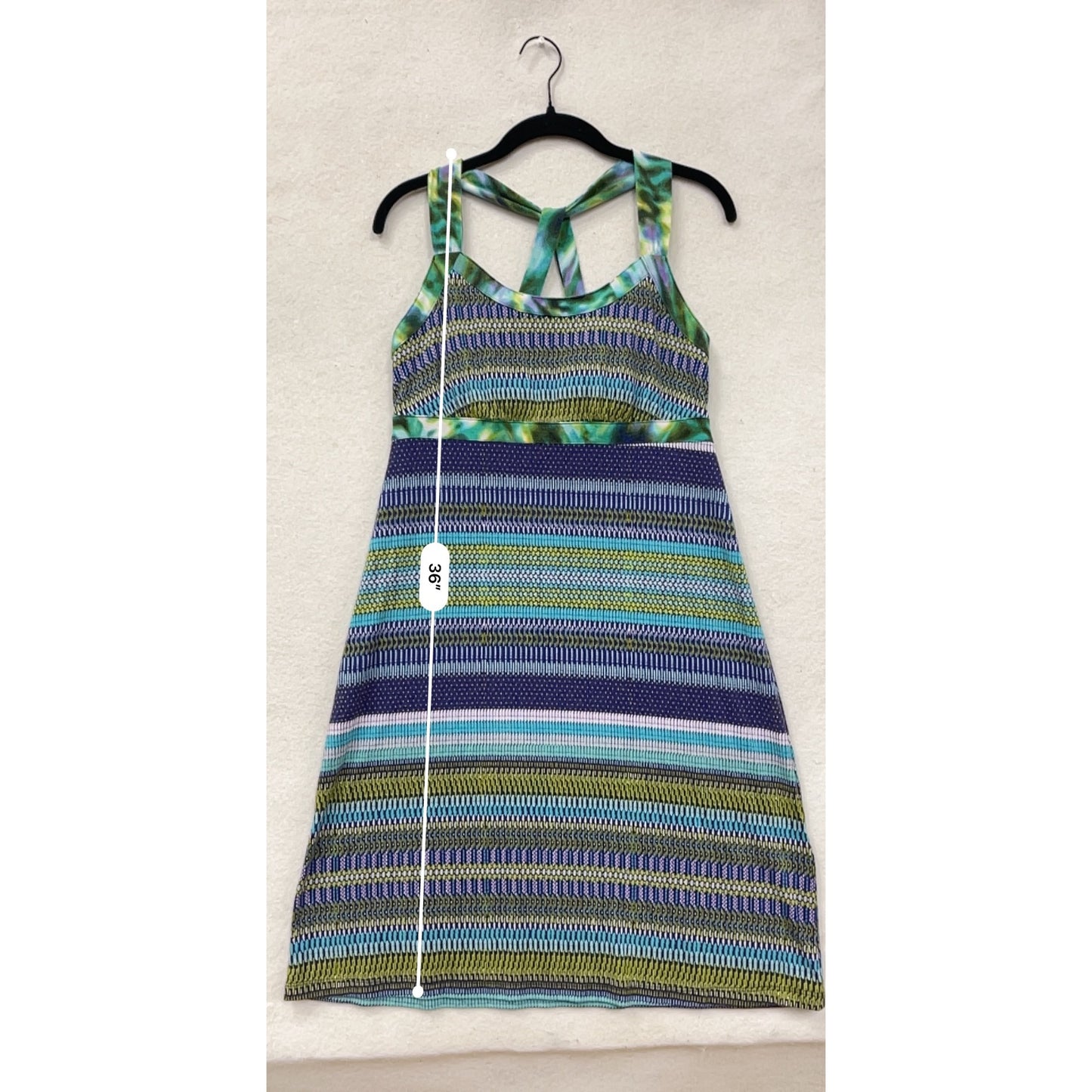 Dakine Womens Medium Sleeveless Striped Pattern Dress With Criss-Cross Back Detail -#6913