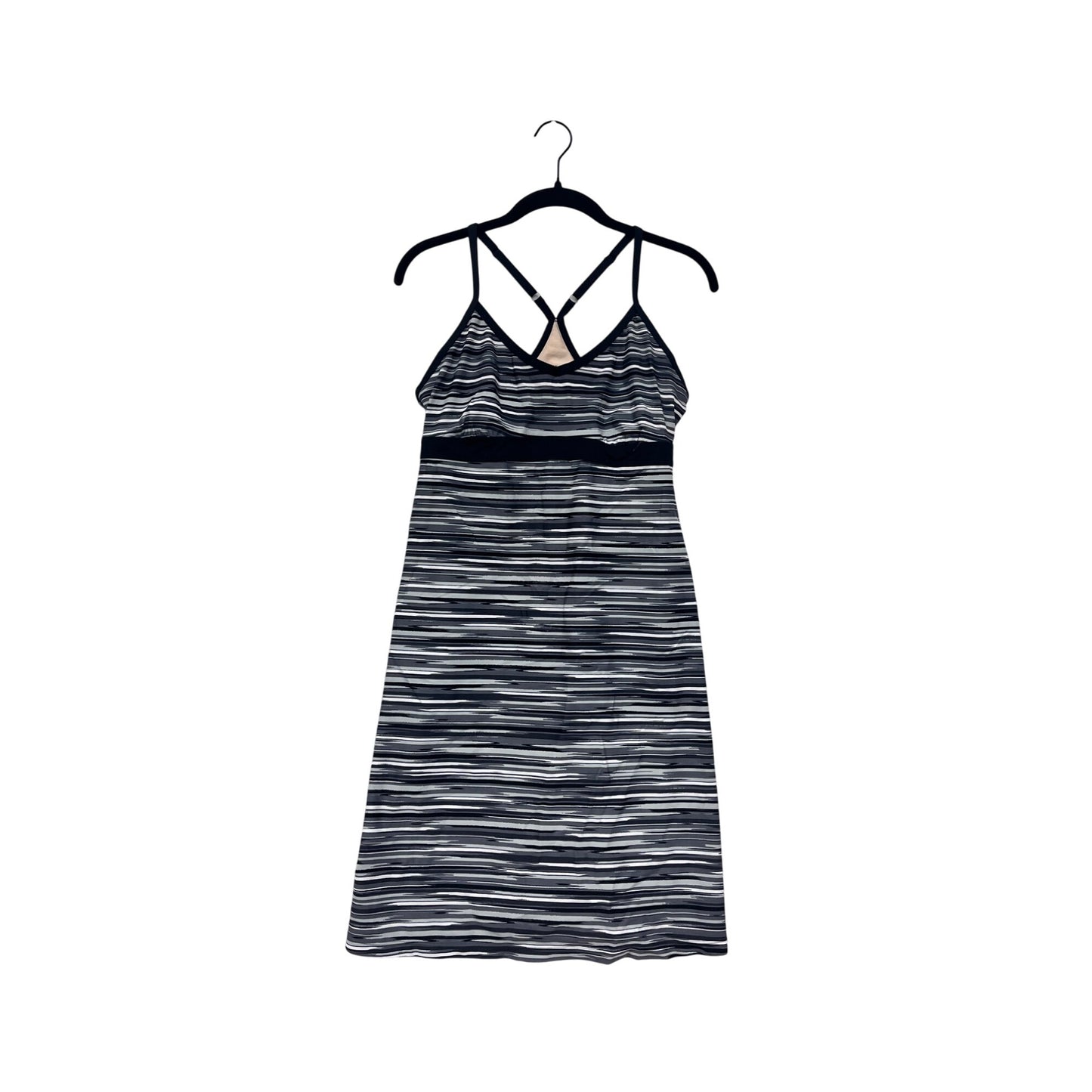 Athleta Womens Striped Athletic Dress with CrossBack Design with Built in Bra #6689
