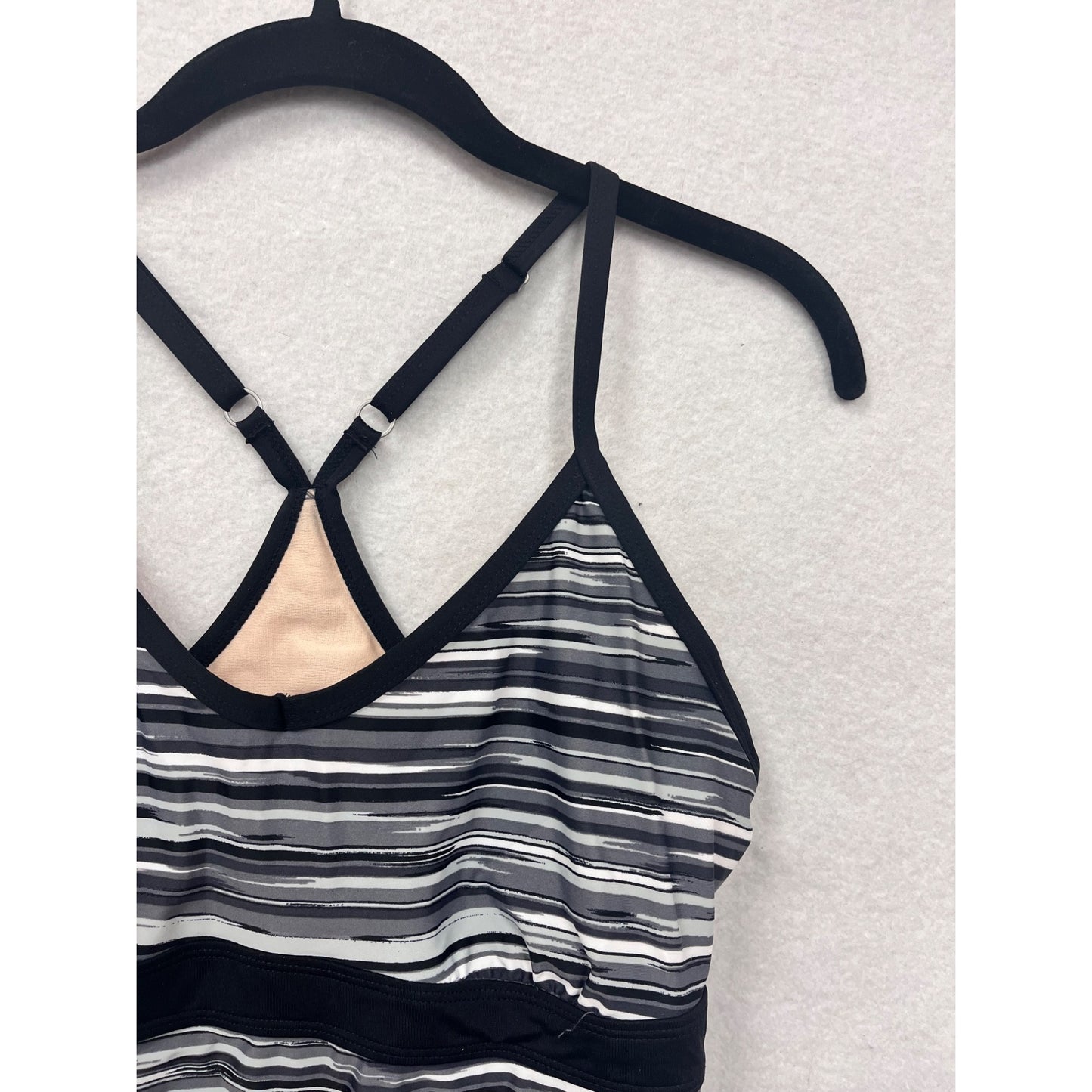 Athleta Womens Striped Athletic Dress with CrossBack Design with Built in Bra #6689