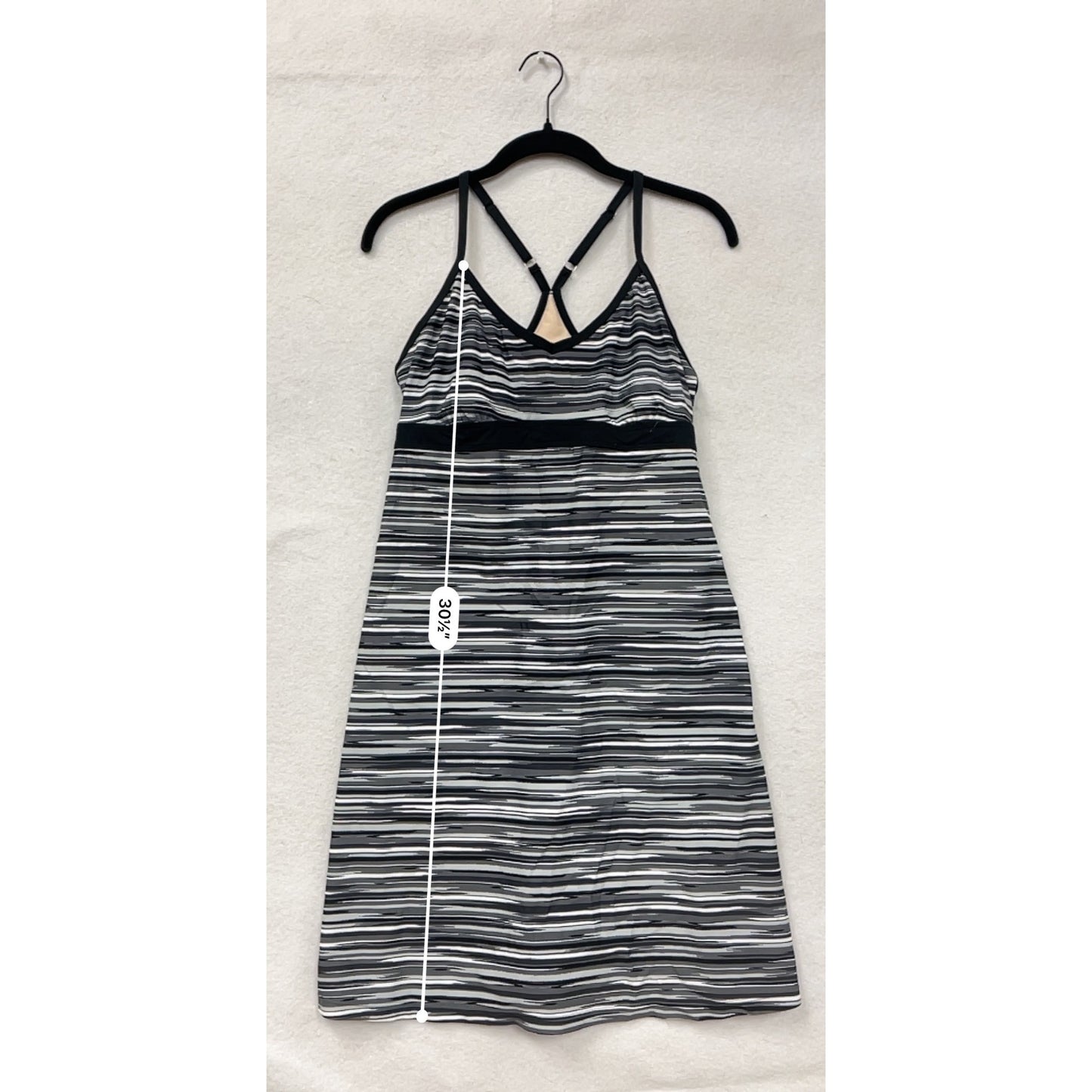 Athleta Womens Striped Athletic Dress with CrossBack Design with Built in Bra #6689