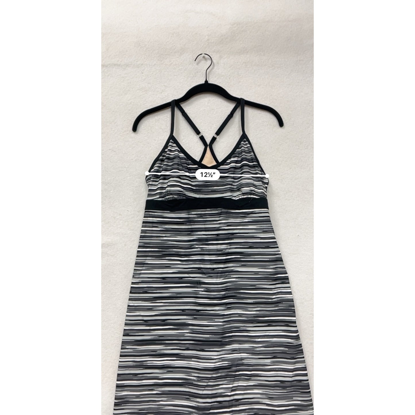 Athleta Womens Striped Athletic Dress with CrossBack Design with Built in Bra #6689