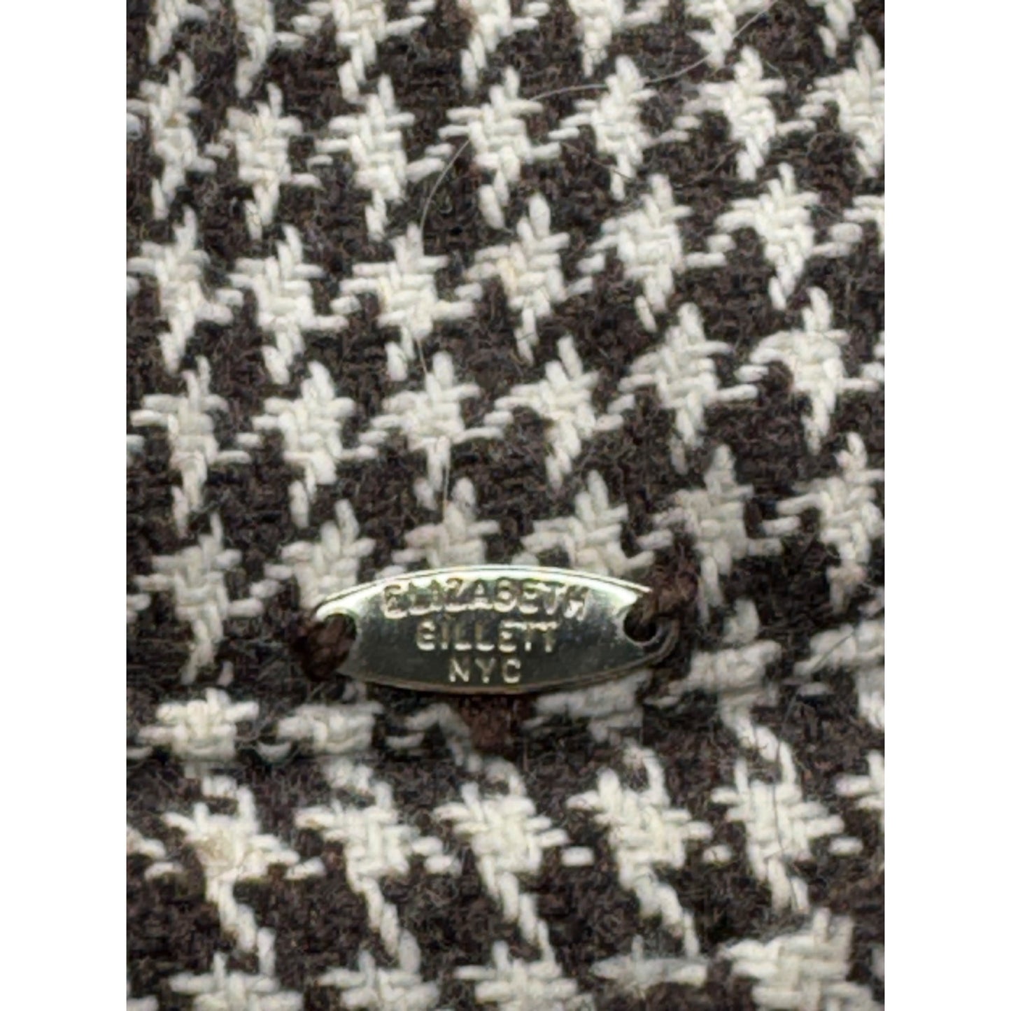 Houndstooth Cropped Jacket With Buttoned Collar Elizabeth Gillett NYC #7592
