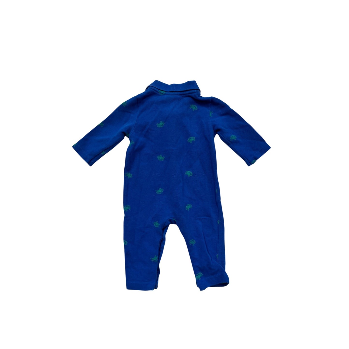 Izod Baby Boys Crab Print Blue Romper 3/6M #938A