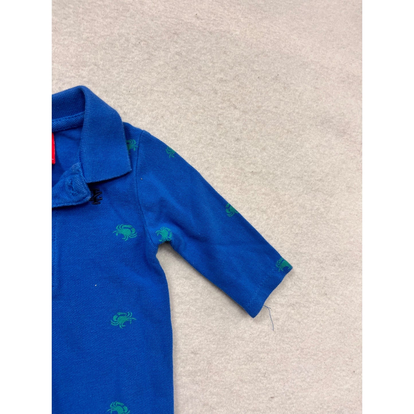 Izod Baby Boys Crab Print Blue Romper 3/6M #938A