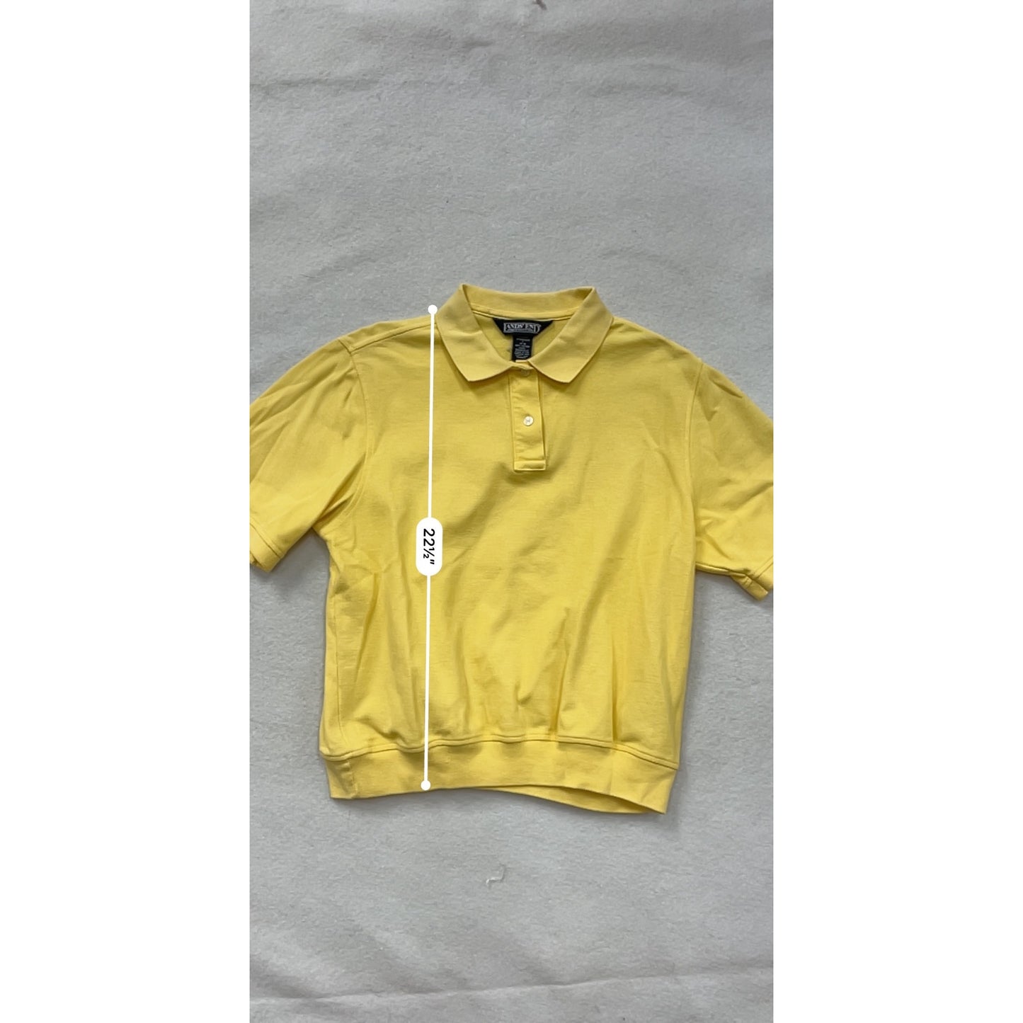 Men’s Lands End Yellow Cotton Polo Shirt Regular Standard Fit Short Sleeve #6732