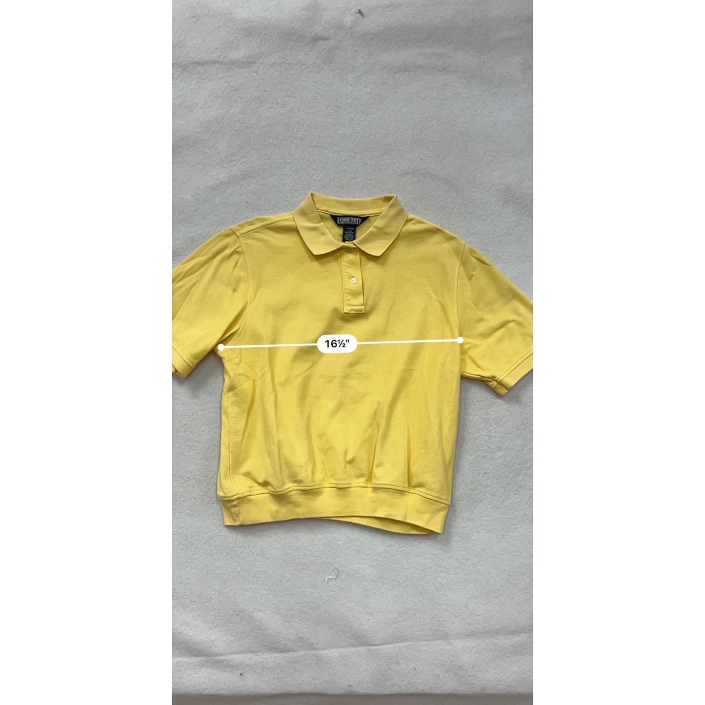 Men’s Lands End Yellow Cotton Polo Shirt Regular Standard Fit Short Sleeve #6732