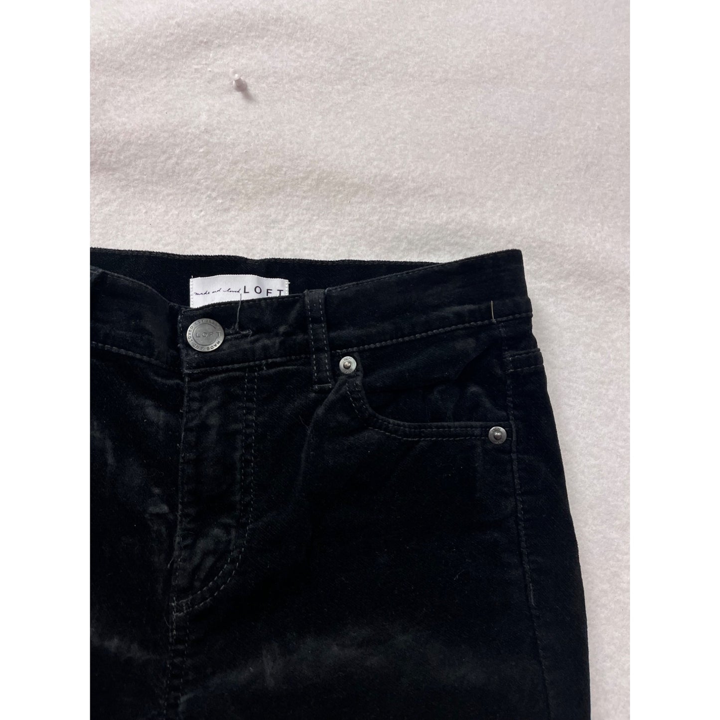 Ann Taylor Loft Womens Black Velvet Pants Size 00 Ankle Length #6753