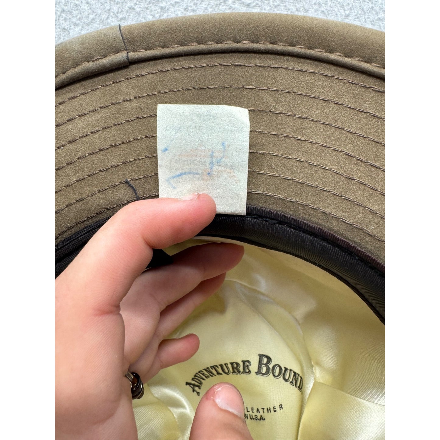 Brown Wide Brim Leather Outdoor Hat W Ventilation Eyelets & Accent Band #9849