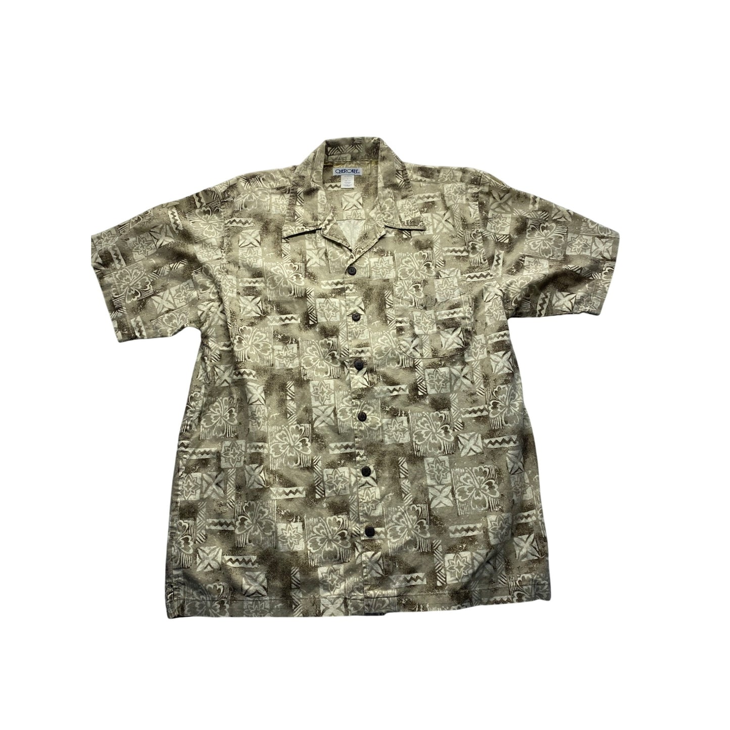 Mens Cherokee Brown & Beige Hawaiian Shirt #5872